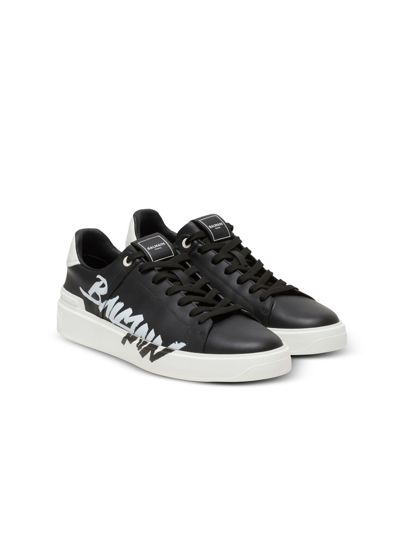 Balmain B-Court printed leather sneakers outlook