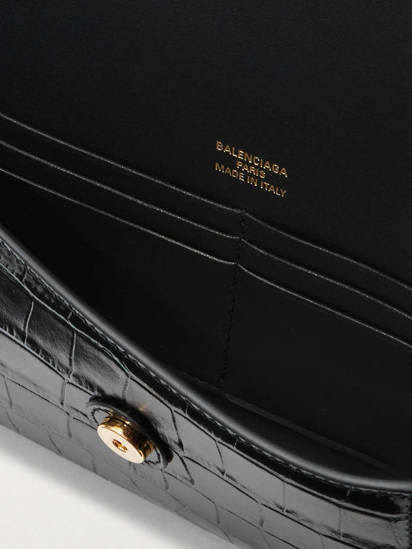 Hourglass croc-effect patent-leather shoulder bag Black - 5