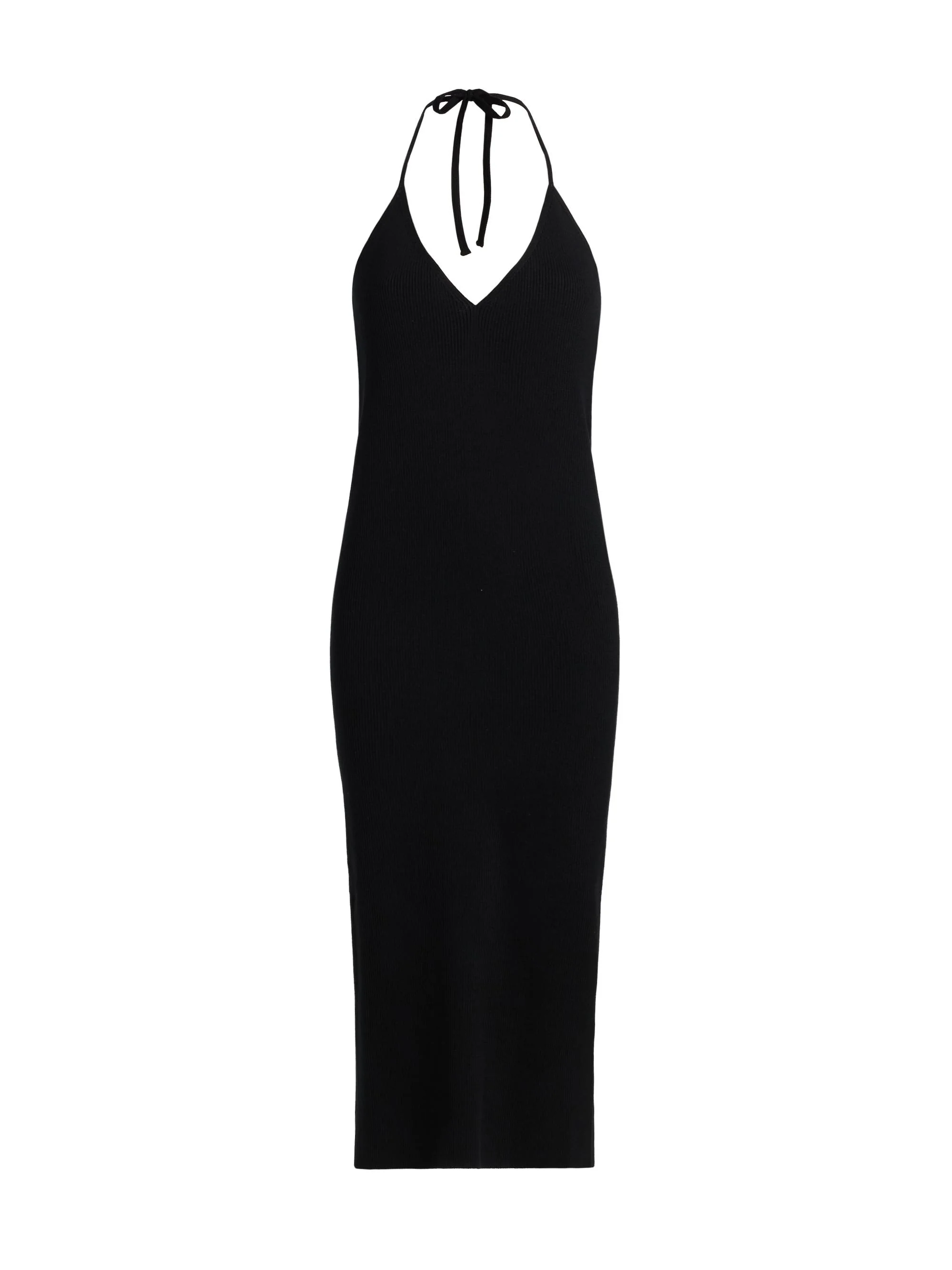 Women's Halter Wool Midi-Dress - Black - 1