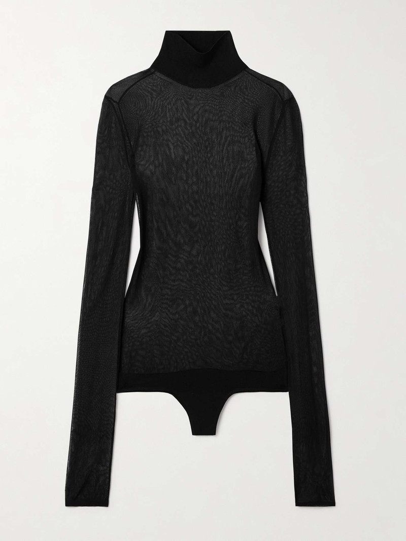Tallin mesh turtleneck thong bodysuit 1