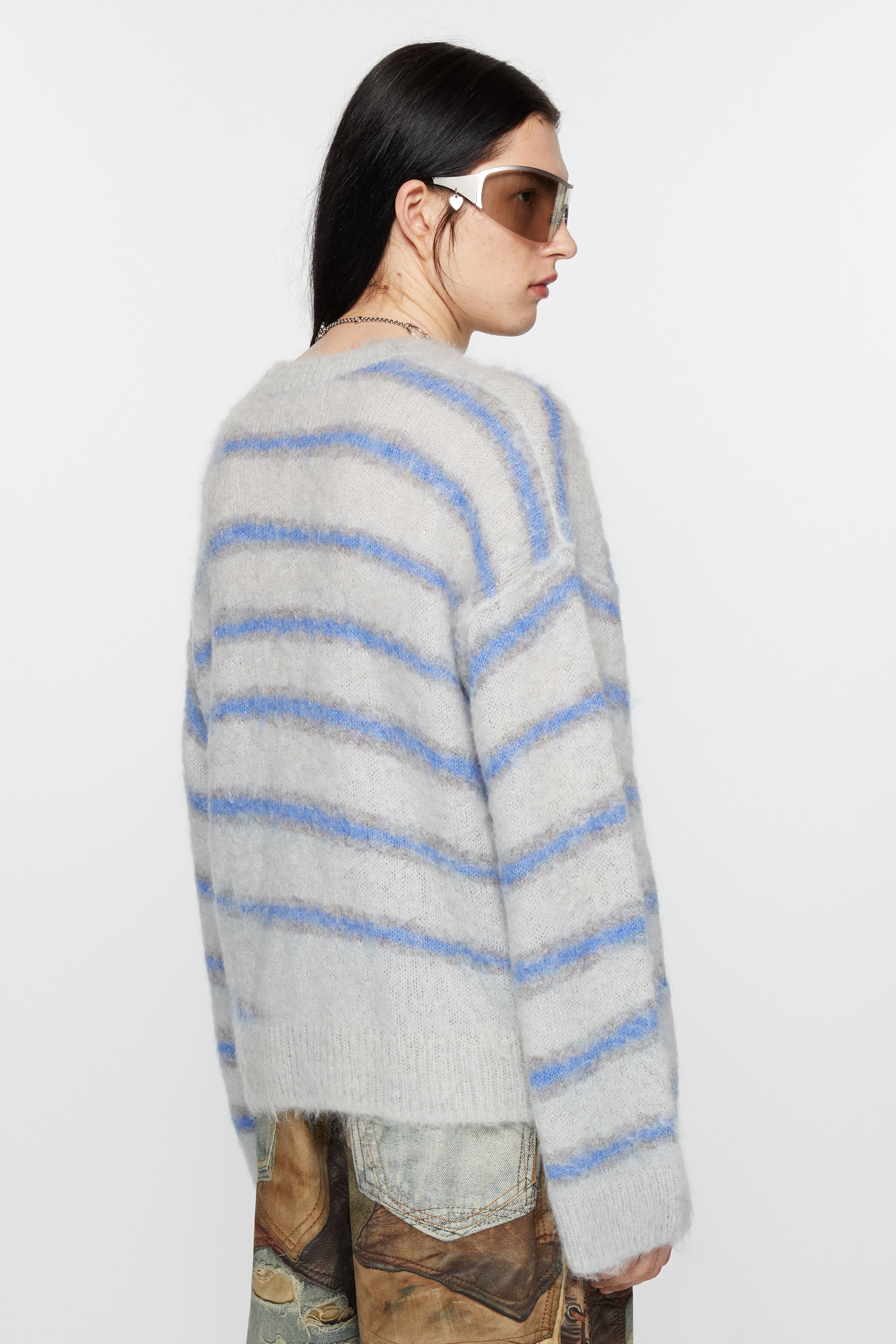 Mohair blend jumper - Light grey/sweet blue - 3