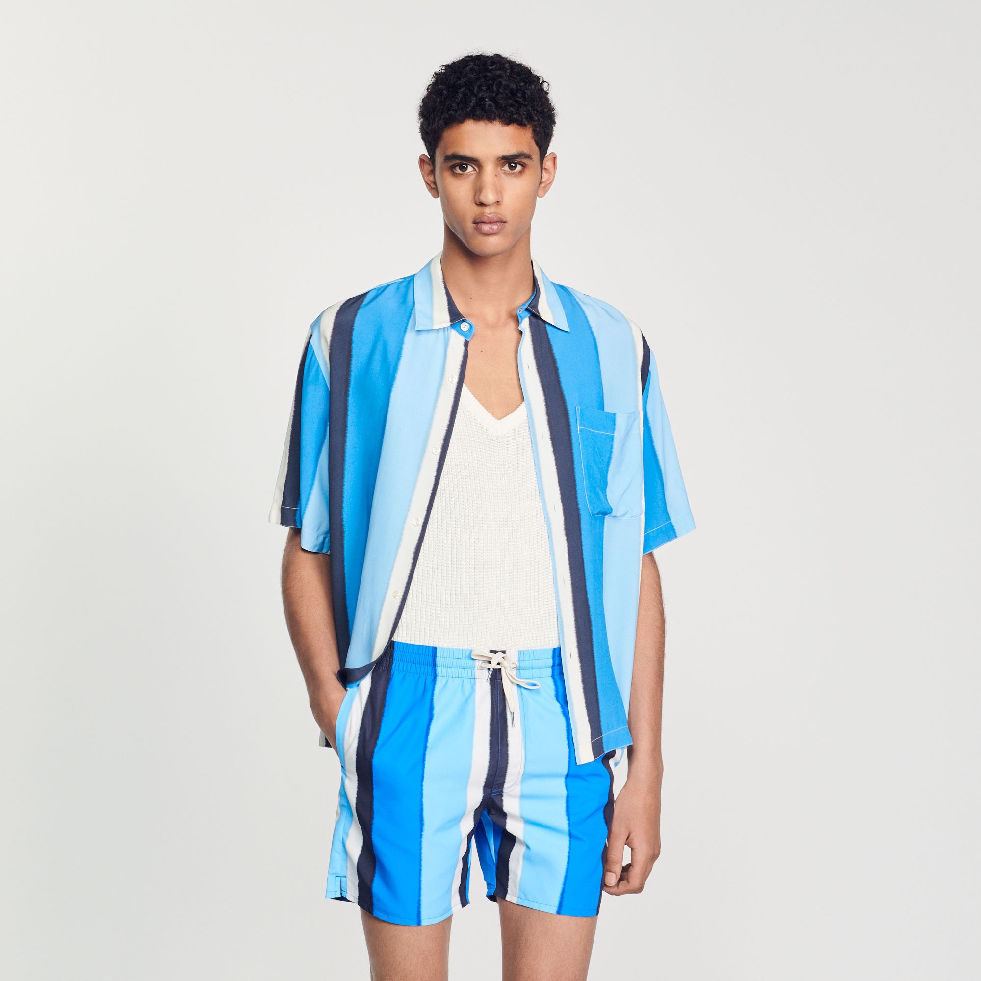 Printed striped swim shorts - 5