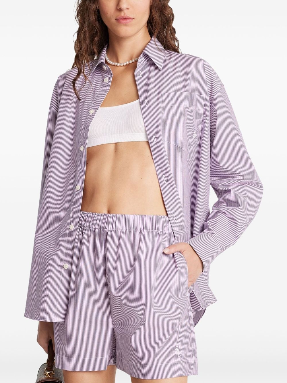 striped poplin shorts - 4