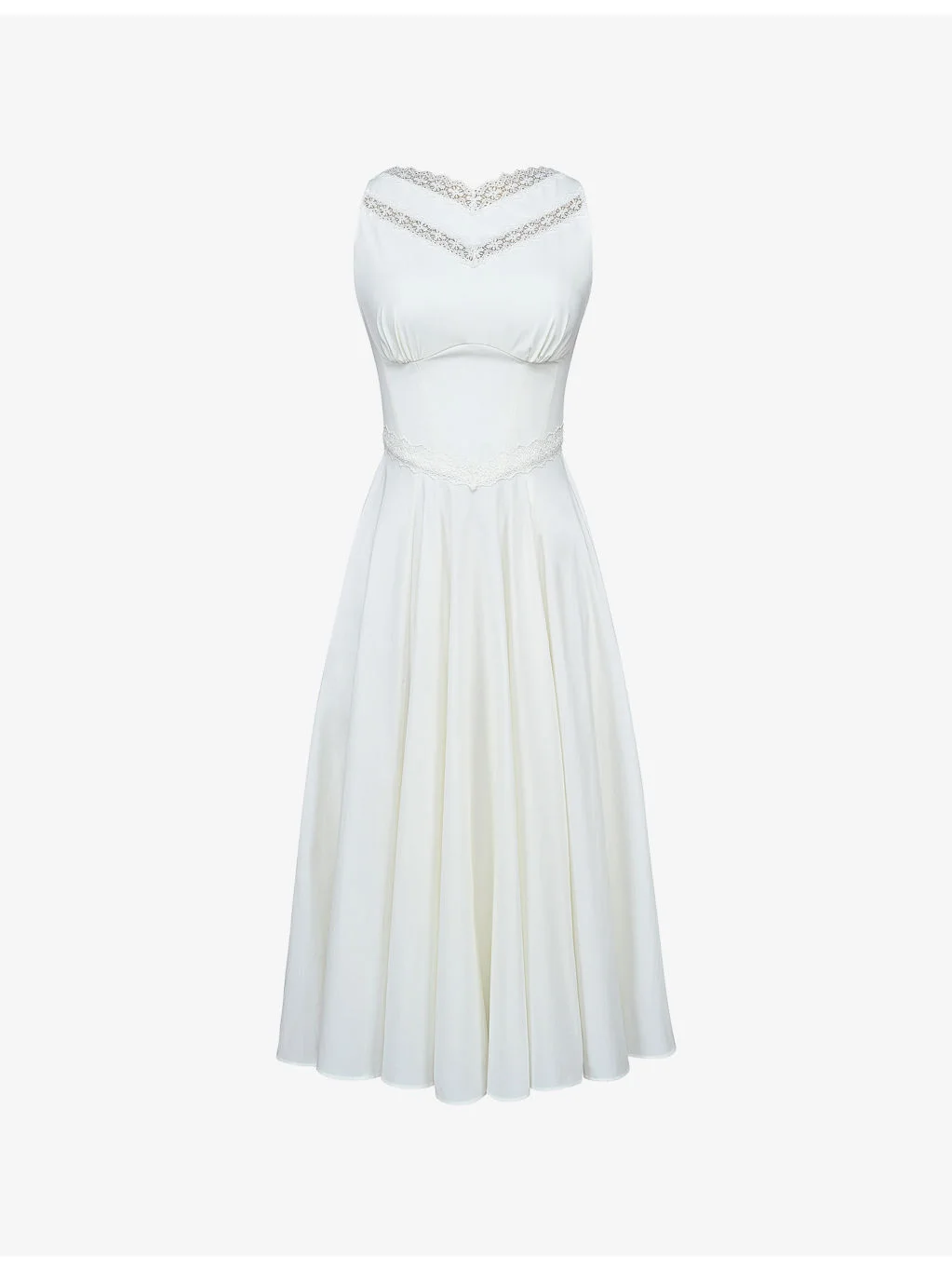 Scarlett Lace-Insert Stretch-Cotton Midi Dress - 1