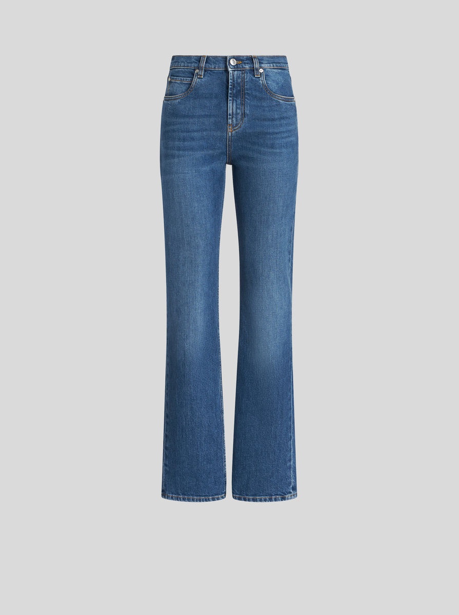 DENIM JEANS WITH EMBROIDERED PATCH - 1