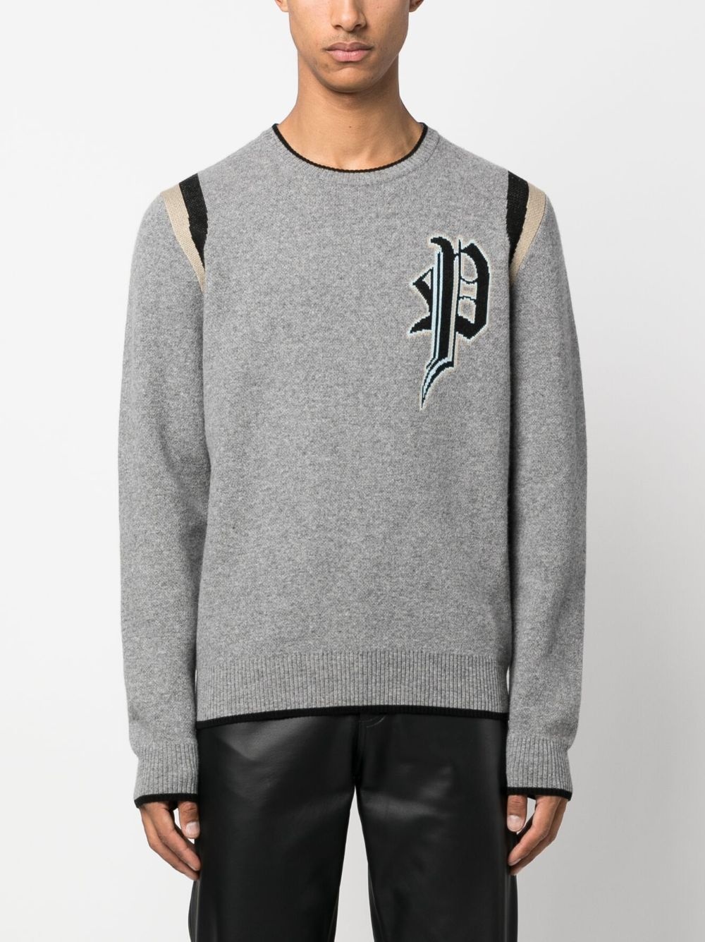 intarsia-knit logo knitted sweatshirt - 3