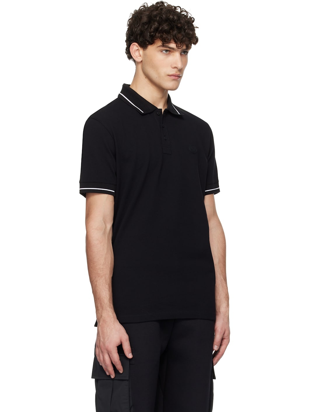 Black Logo Patch Cotton Polo - 2