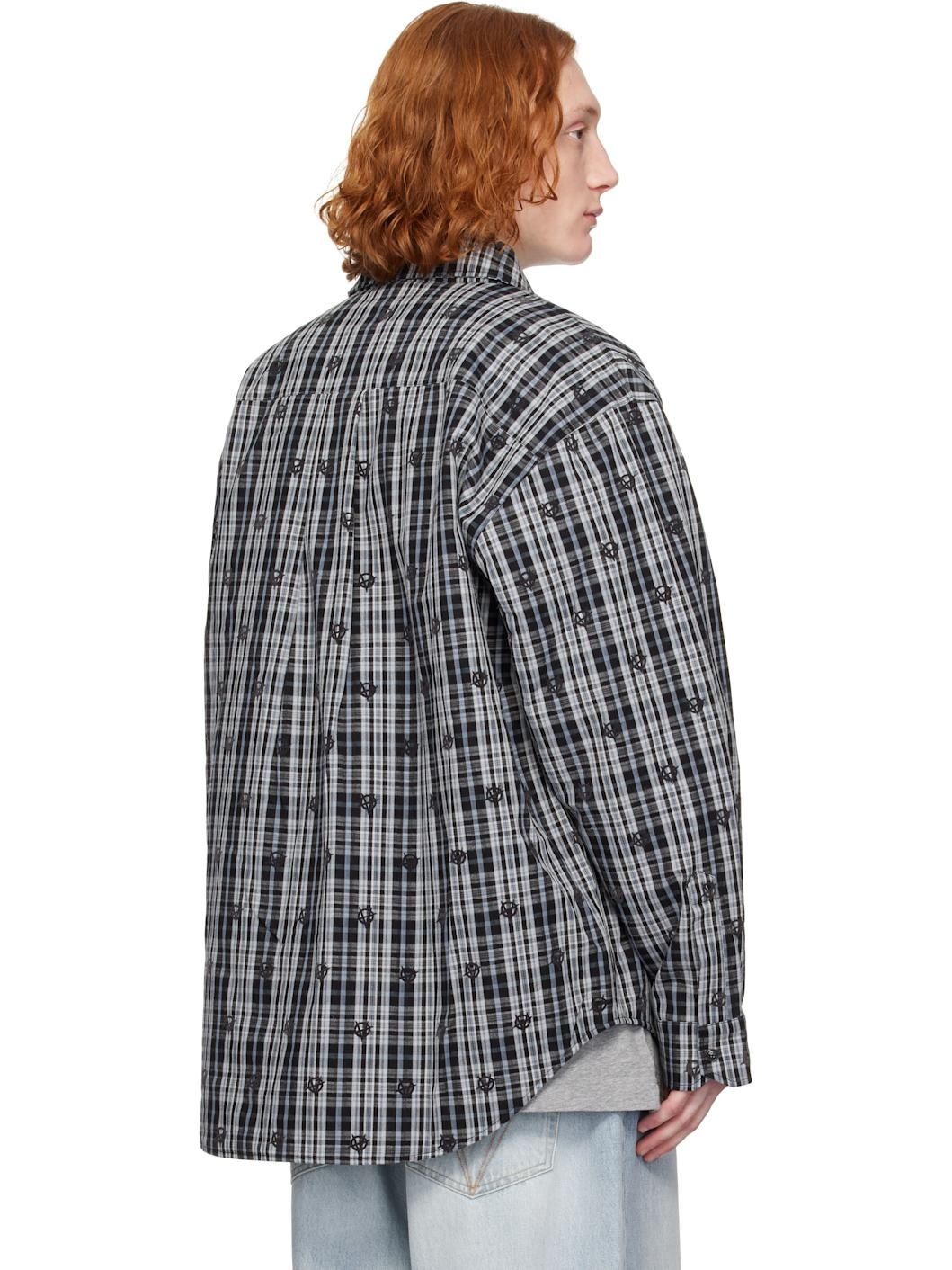 Black & Blue Padded Flannel Overshirt - 3