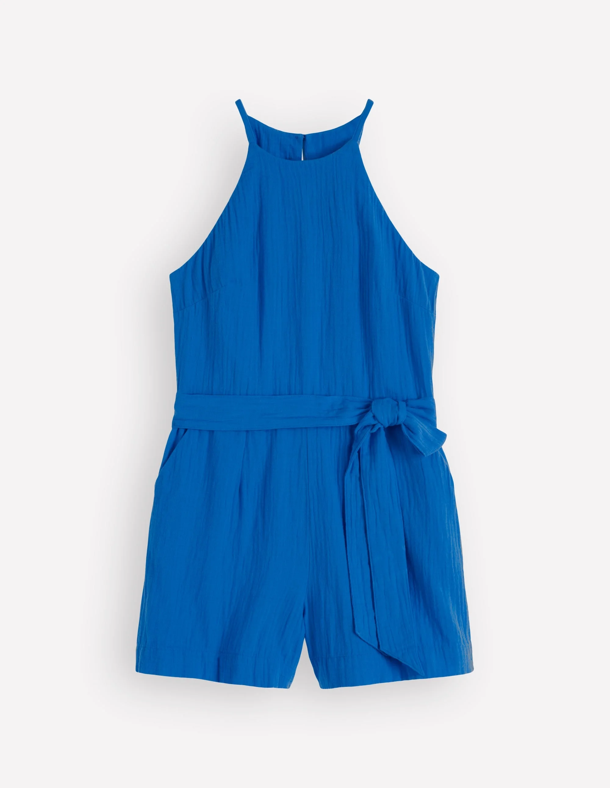 Rosa Double Cloth Playsuit-Kingfisher Blue - 1