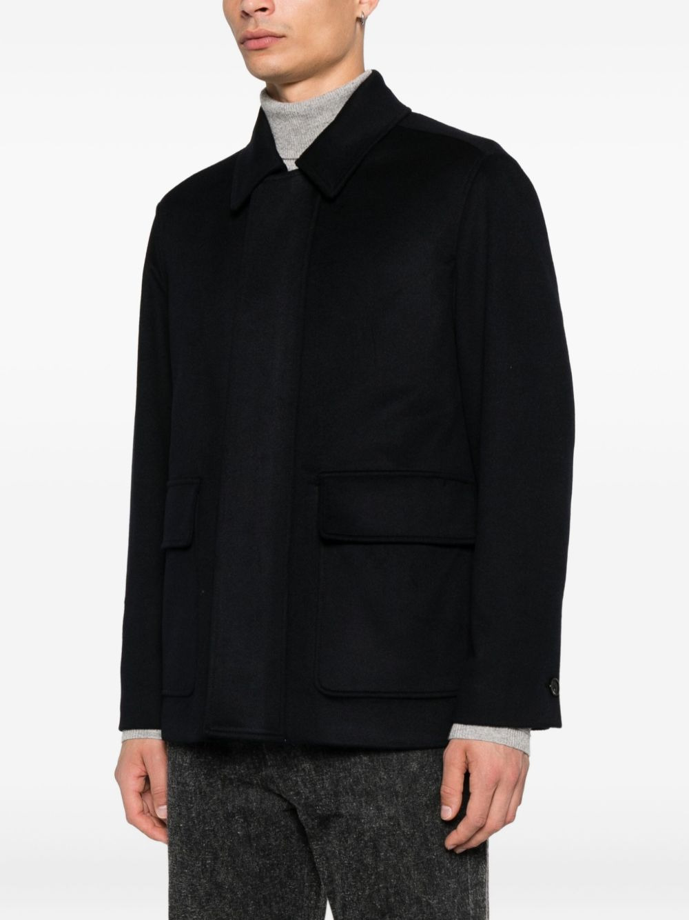 patch-pocket shirt jacket - 3