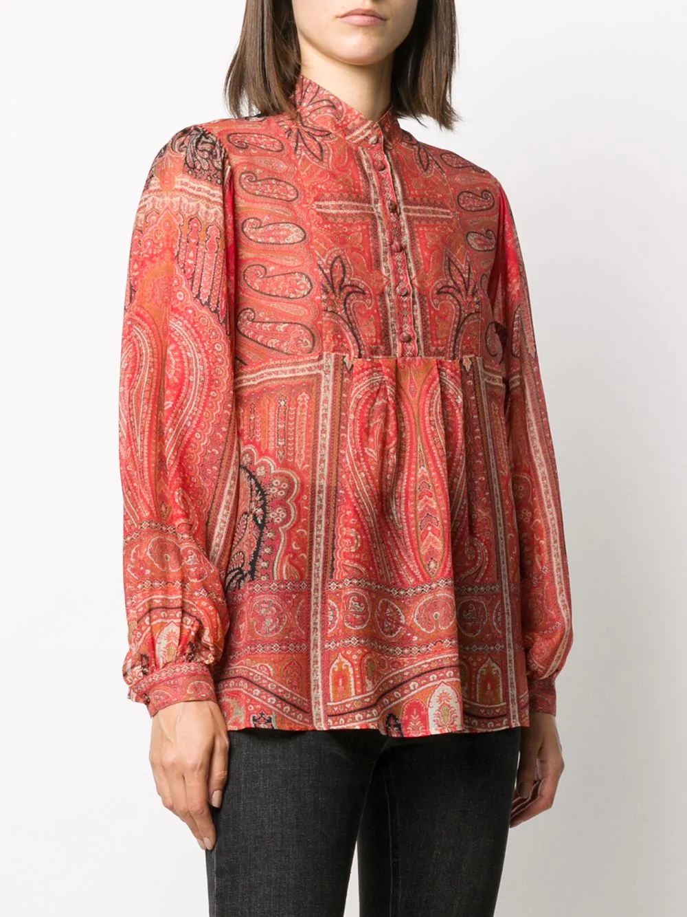 paisley-print sheer blouse - 3