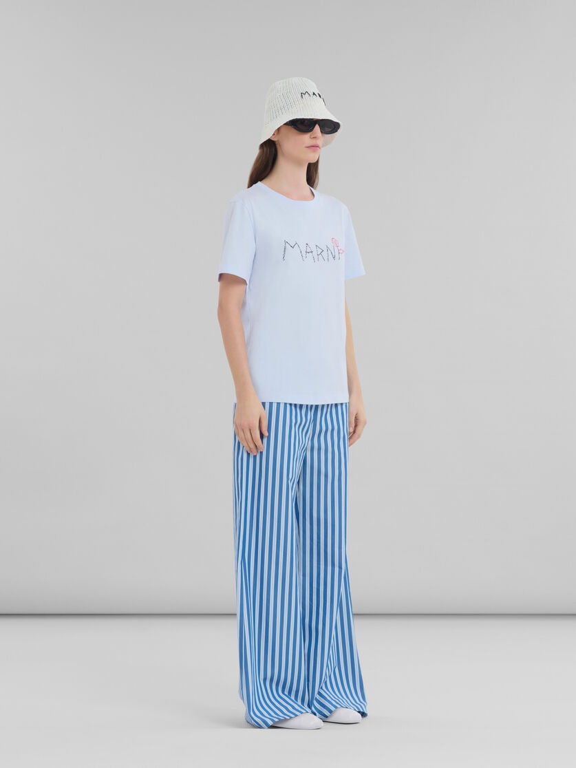 LIGHT BLUE ORGANIC JERSEY T-SHIRT WITH MARNI MENDING - 5