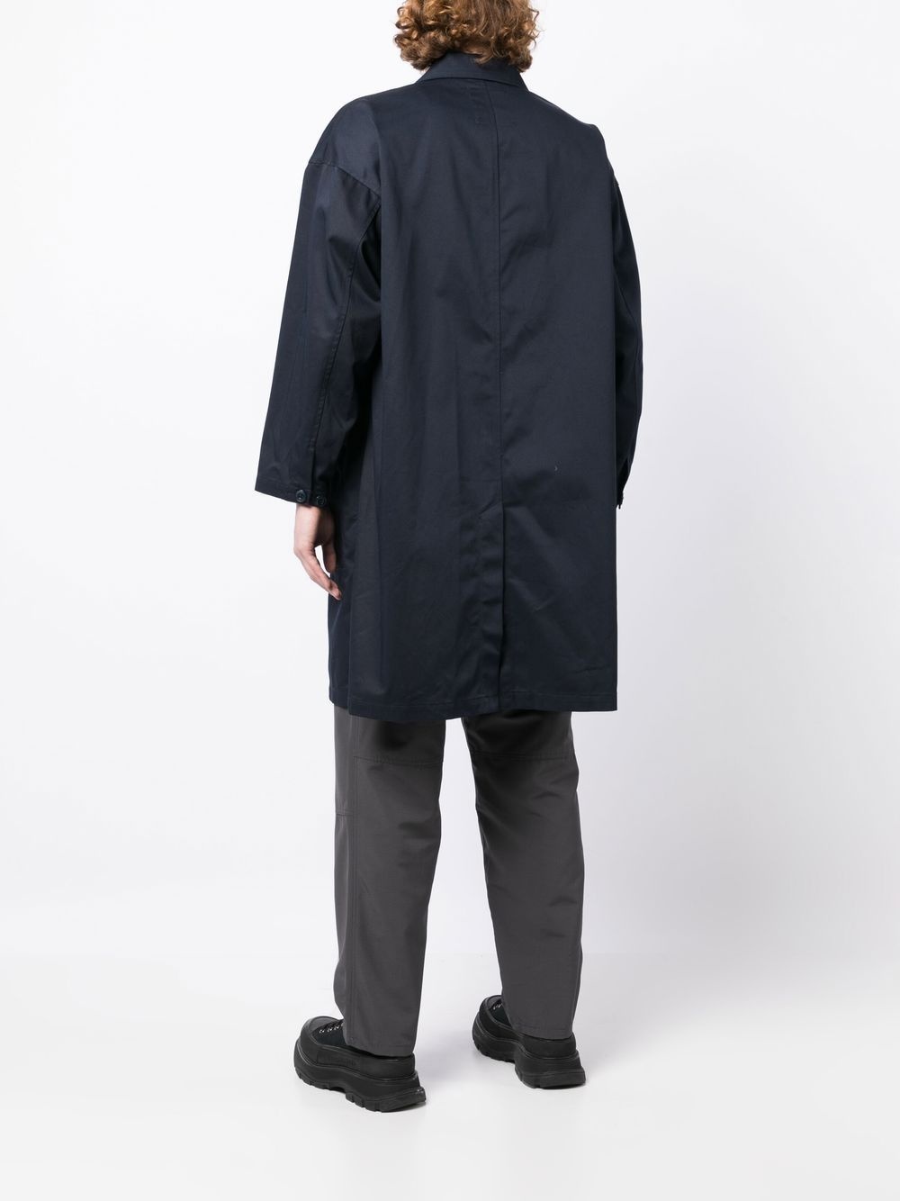 logo-patch single-breasted coat - 4