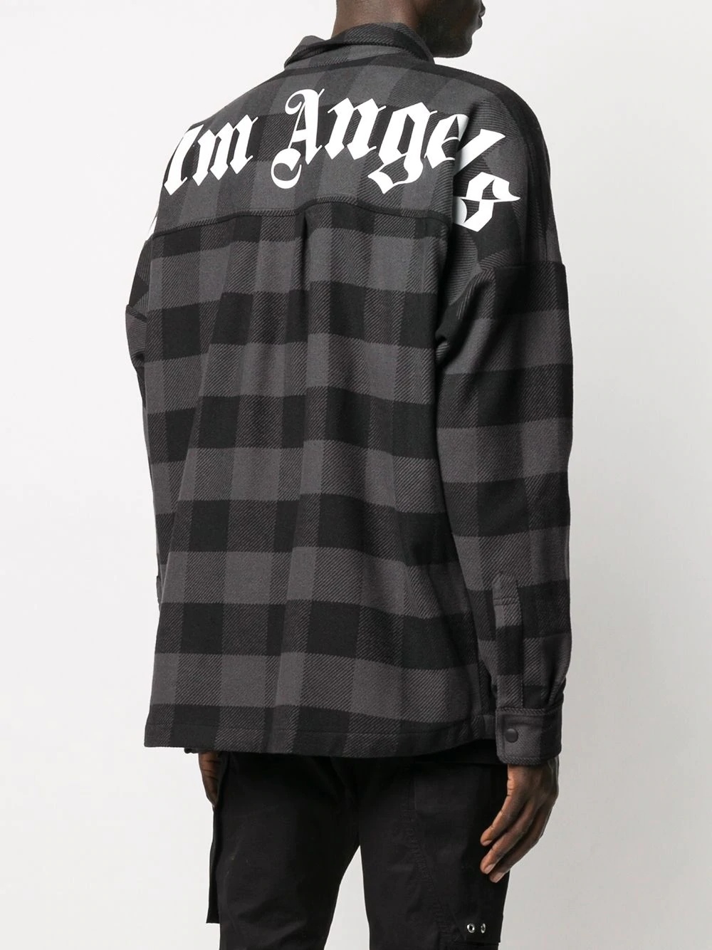 logo print checked shirt - 4