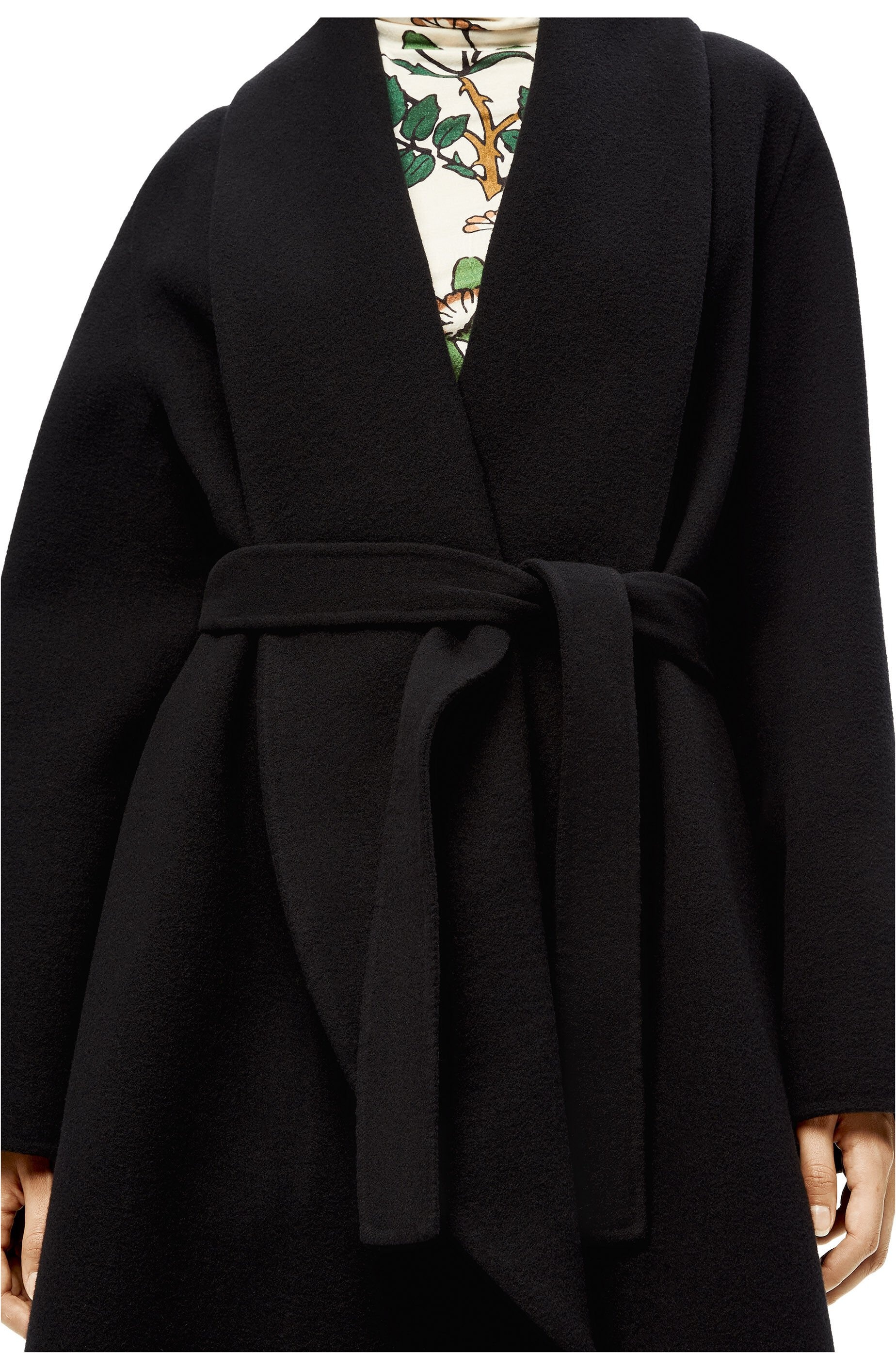 Shawl collar wrap coat in wool and cashmere - 5