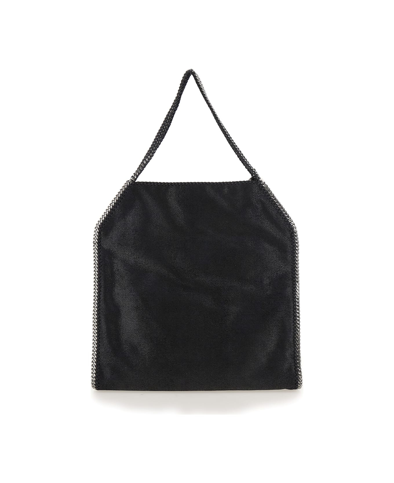 Black Handbag With Diamond-like Chain And Logo Charm On The Front In Ecoleather Woman - 2