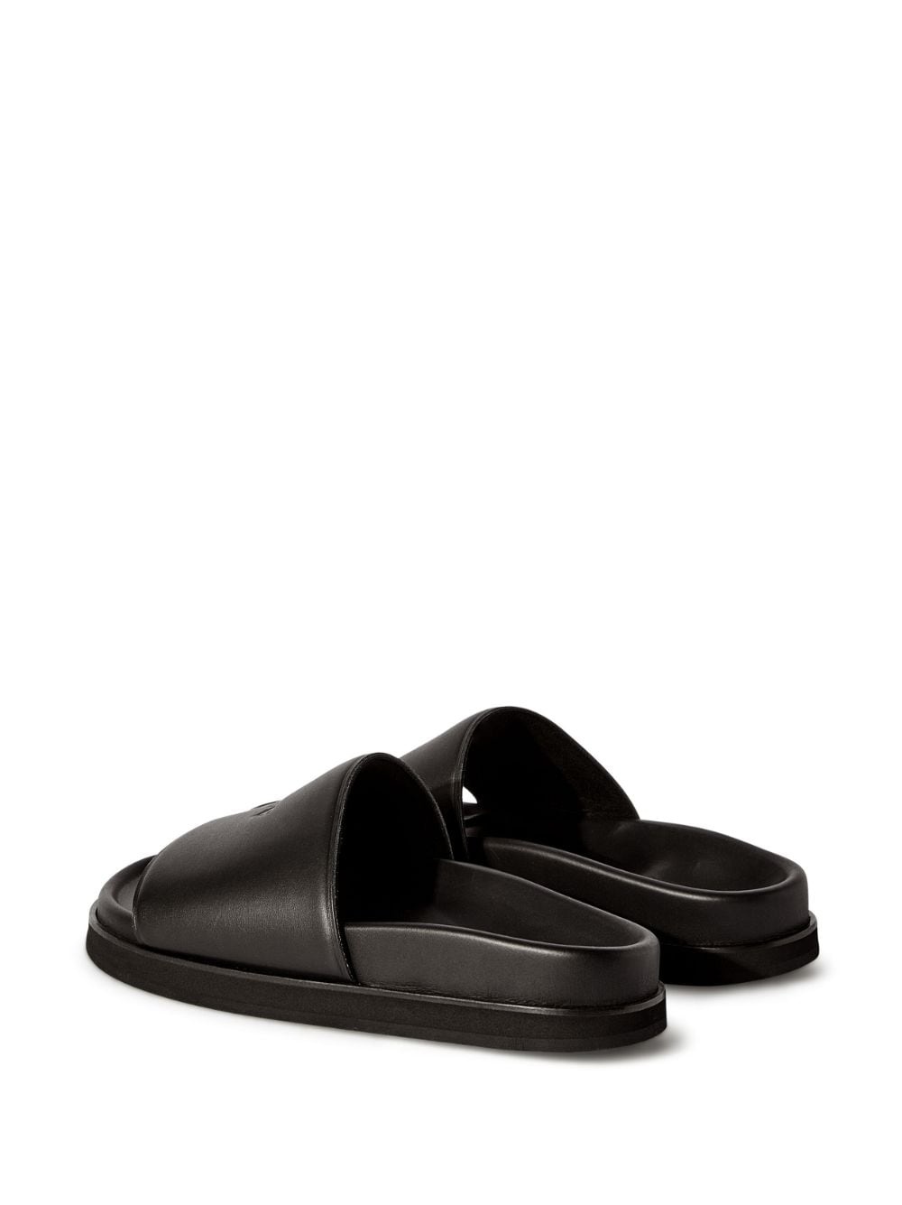 logo-debossed leather slides - 3
