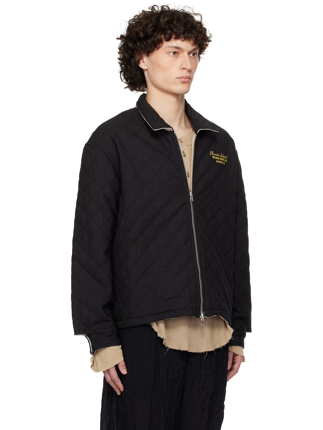 Black & Beige Bloomstein Quilted Reversible Jacket - 2