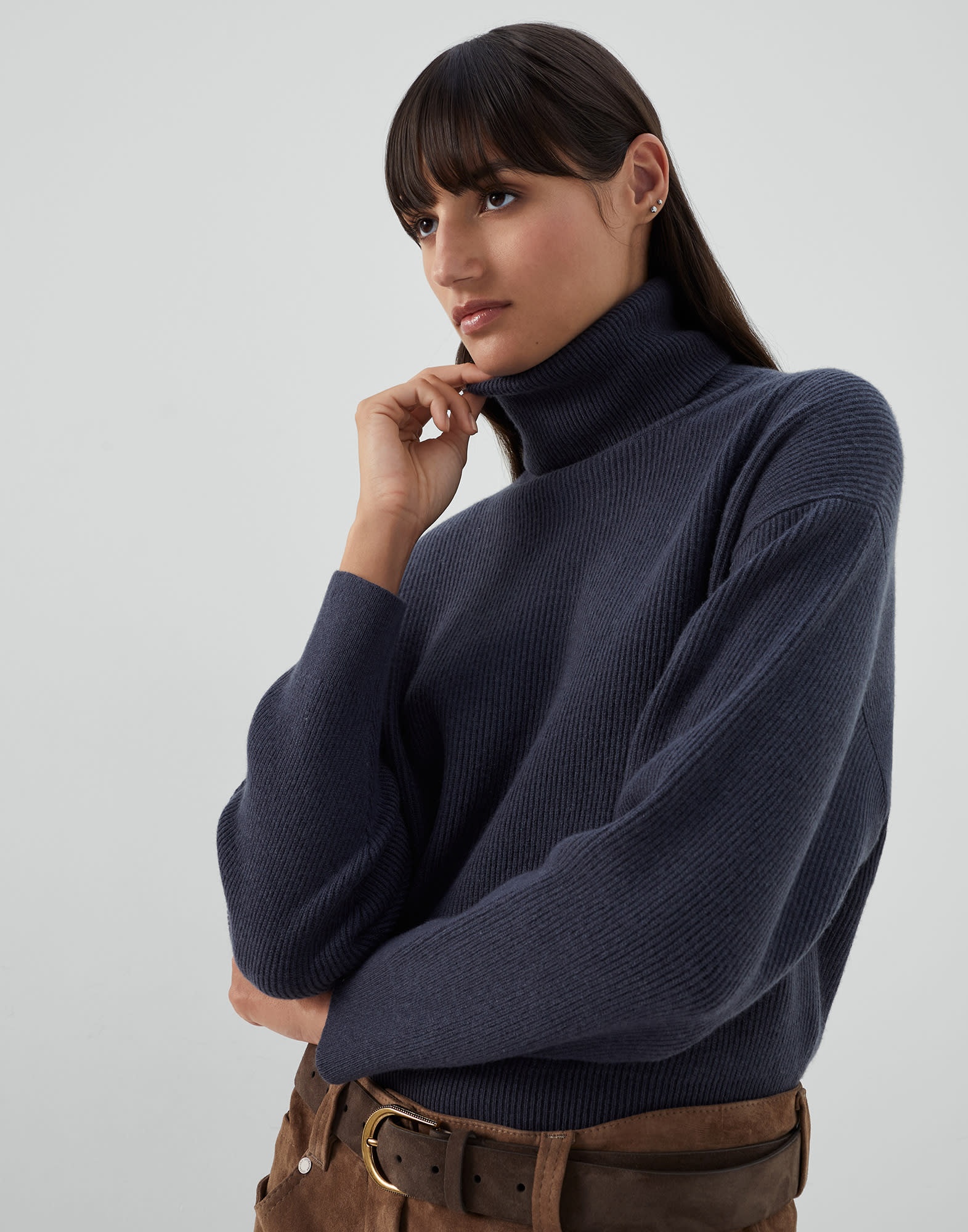 Virgin wool, cashmere and silk English rib turtleneck sweater - 4