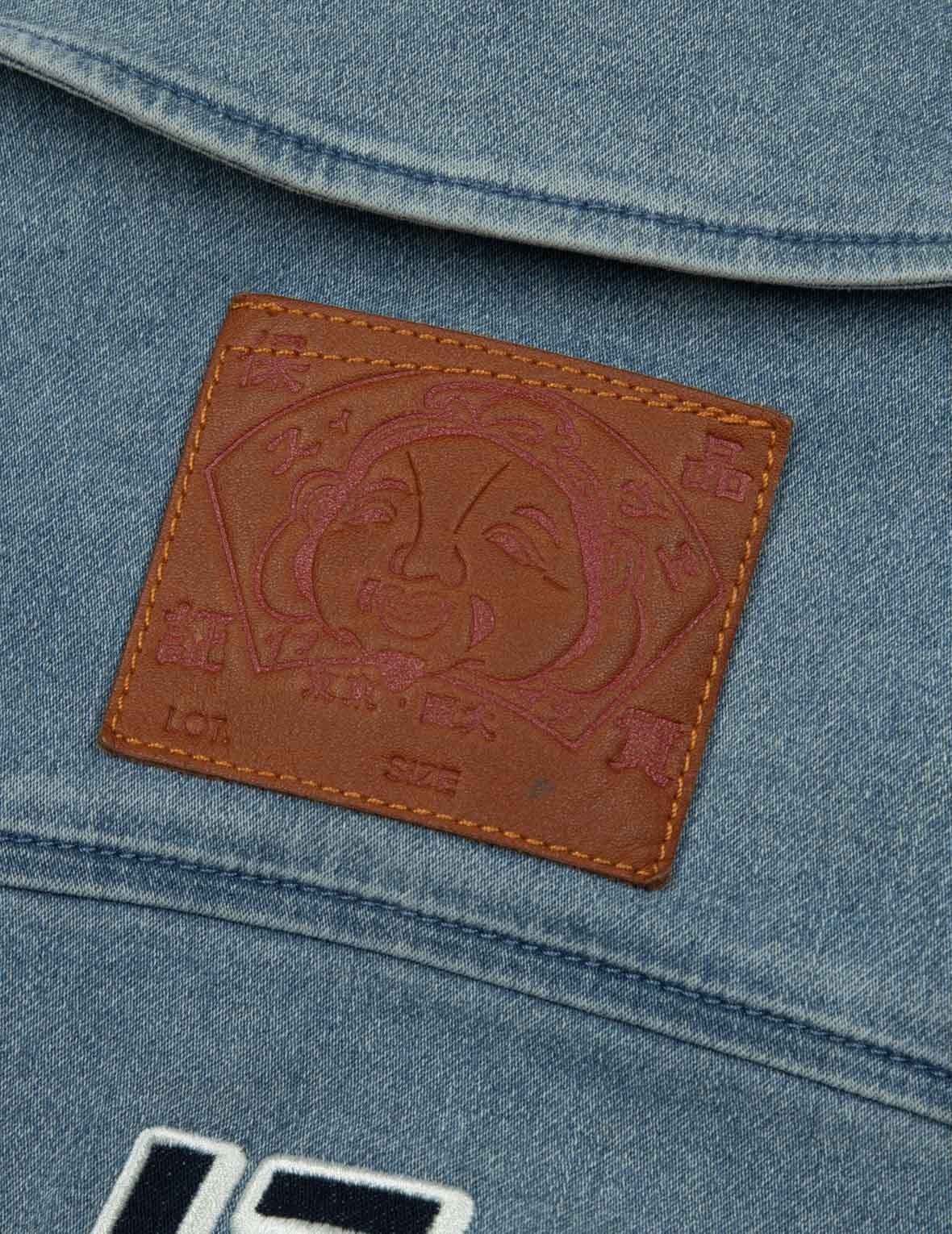 LOGO APPLIQUÉ FASHION FIT DENIM BIKER JACKET - 13