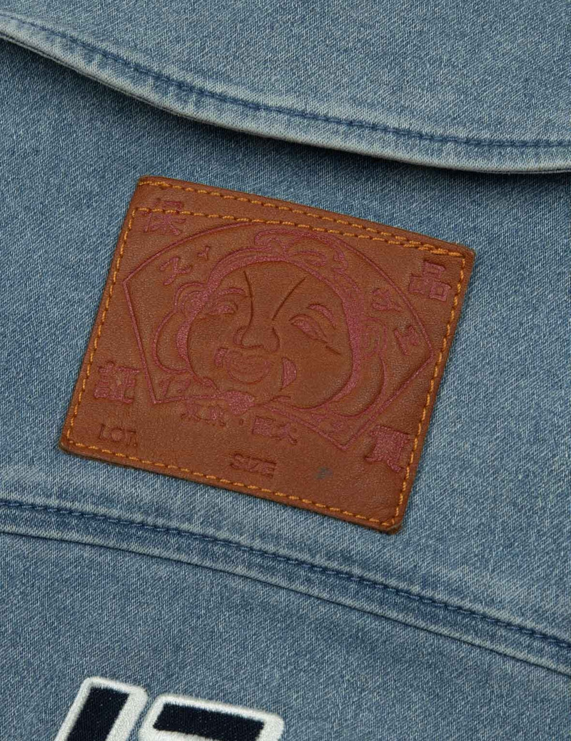 LOGO APPLIQUÉ FASHION FIT DENIM BIKER JACKET 13