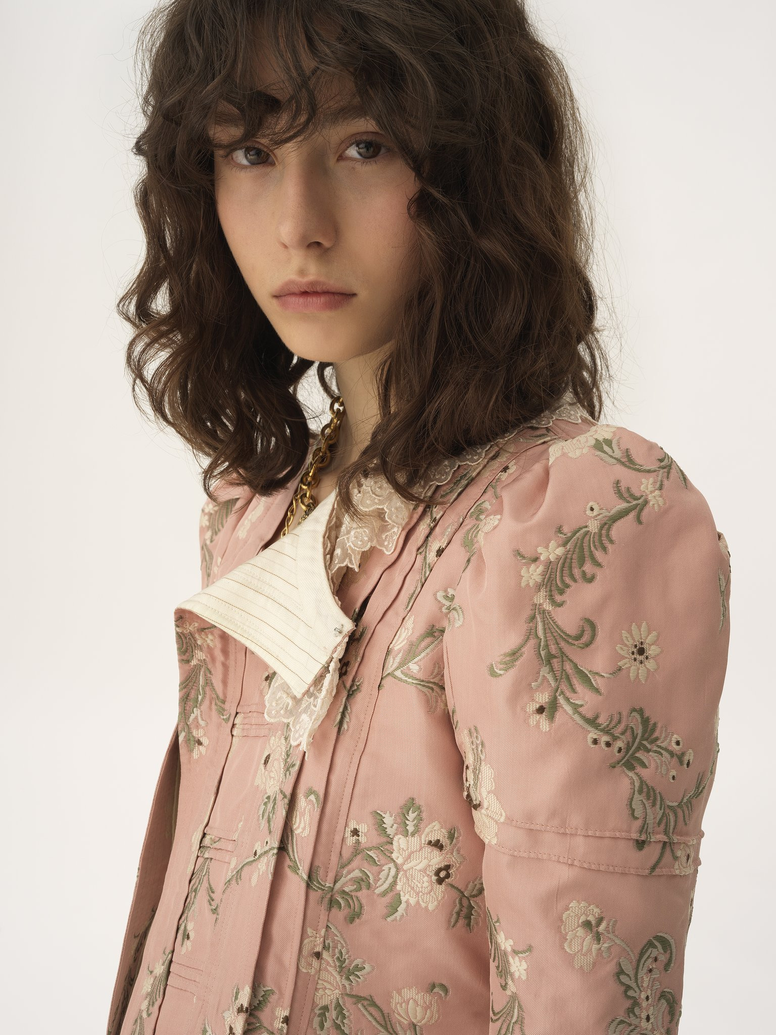 FITTED JACKET IN TAFFETA JACQUARD & LACE - 7