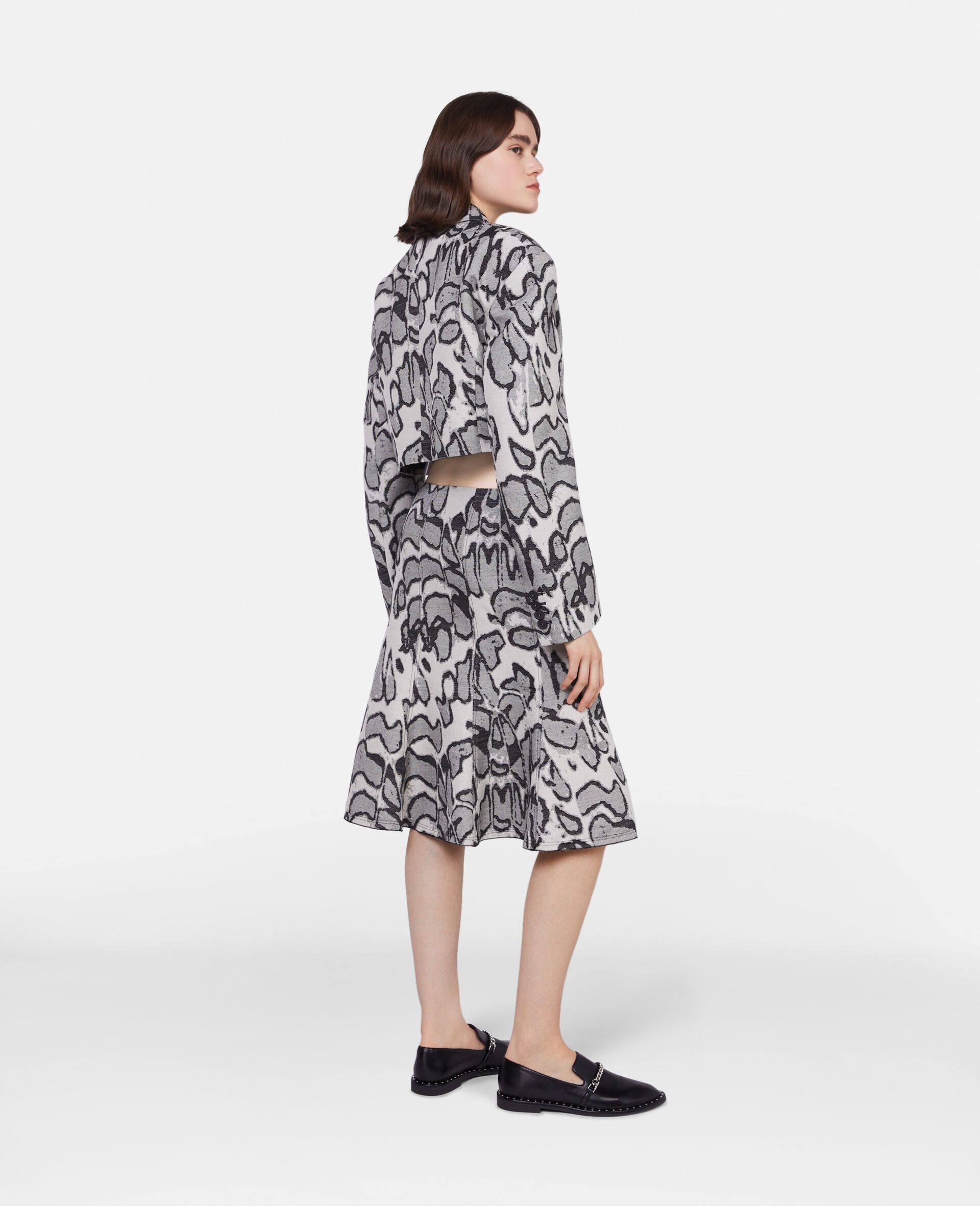 Abstract Moth Jacquard Belted Skirt - 3