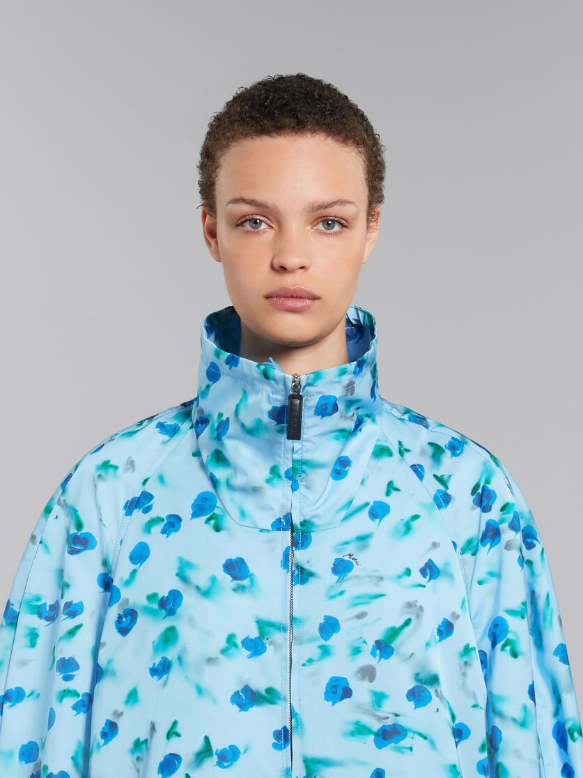 LIGHT BLUE GATHERED TAFFETA PARKA WITH REVERIE PRINT - 4
