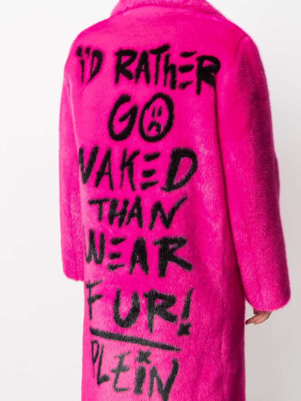 graffiti-print faux-fur coat - 5