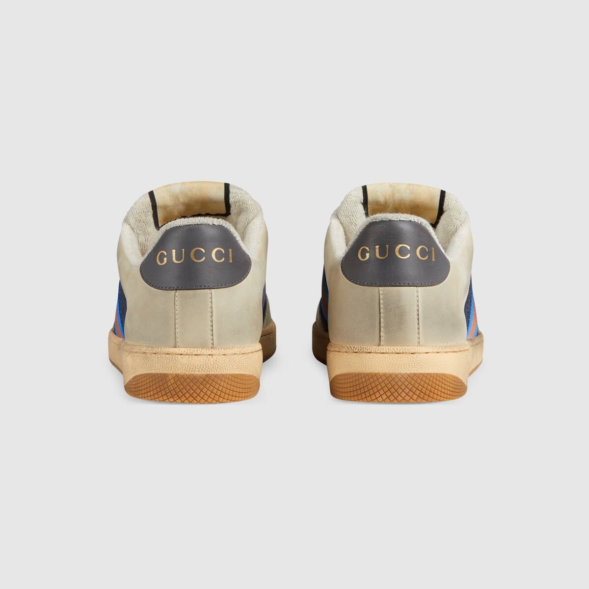 GUCCI Screener gg fabric sneakers with web detail メンズ Men's Screener sneaker with Web in grey suede | GUCCI® SG