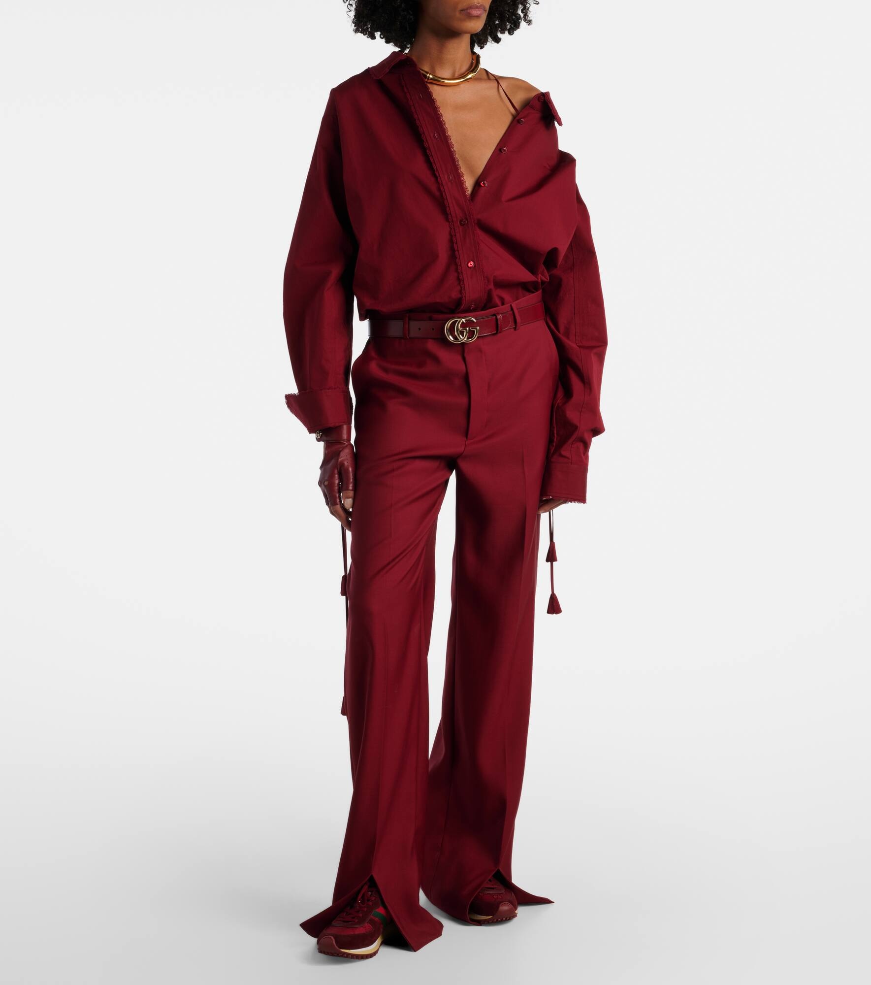 Lace-trimmed cotton poplin shirt - 7