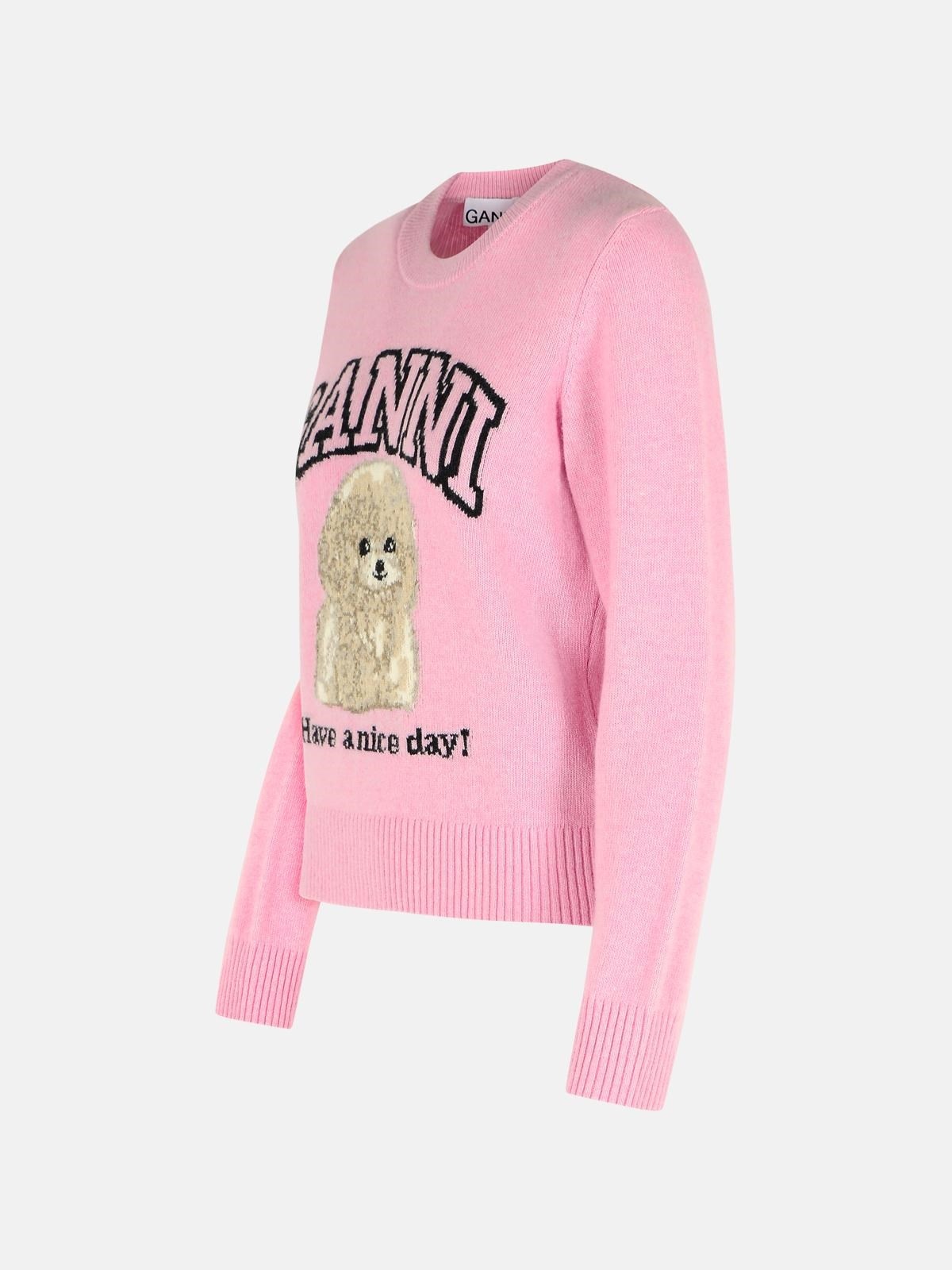 POODLE GRAPHIC SWEATER IN PINK WOOL BLEND - 2