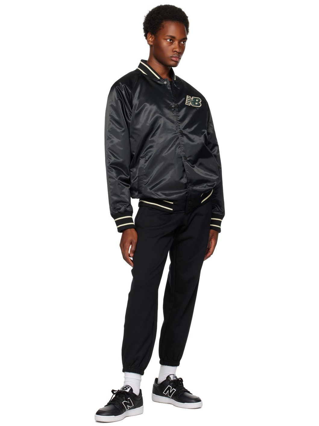 New Balance Athletics Varsity Satin Bomber Jacket - Black - M - Men