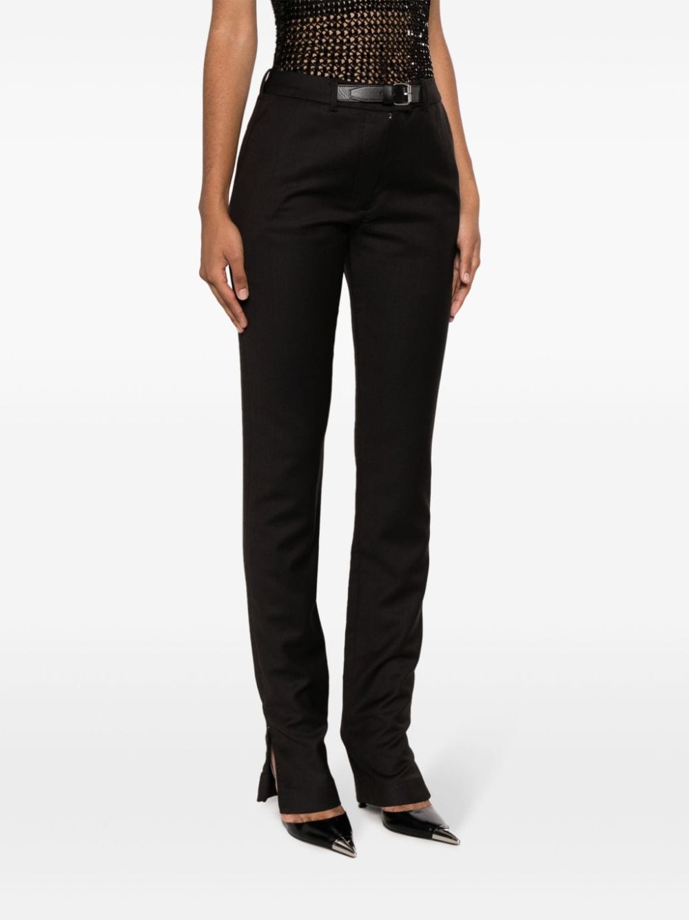 slim-cut belted trousers - 3