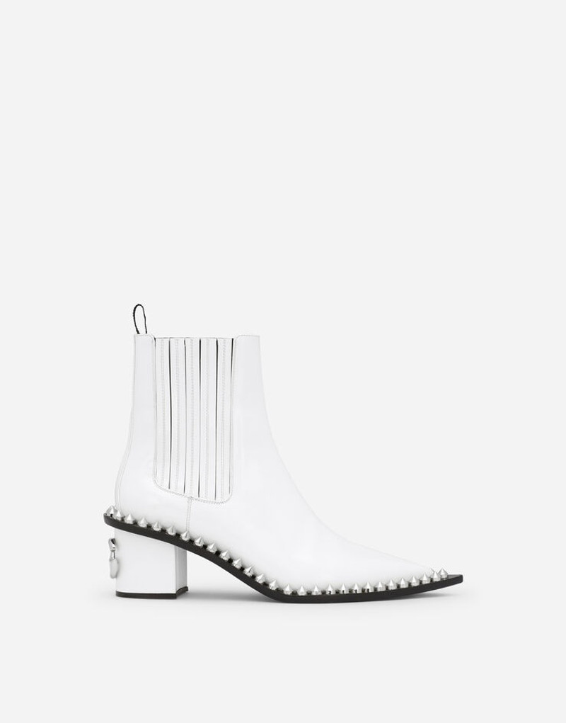 광택 calfskin ankle 부츠 와 studs 1