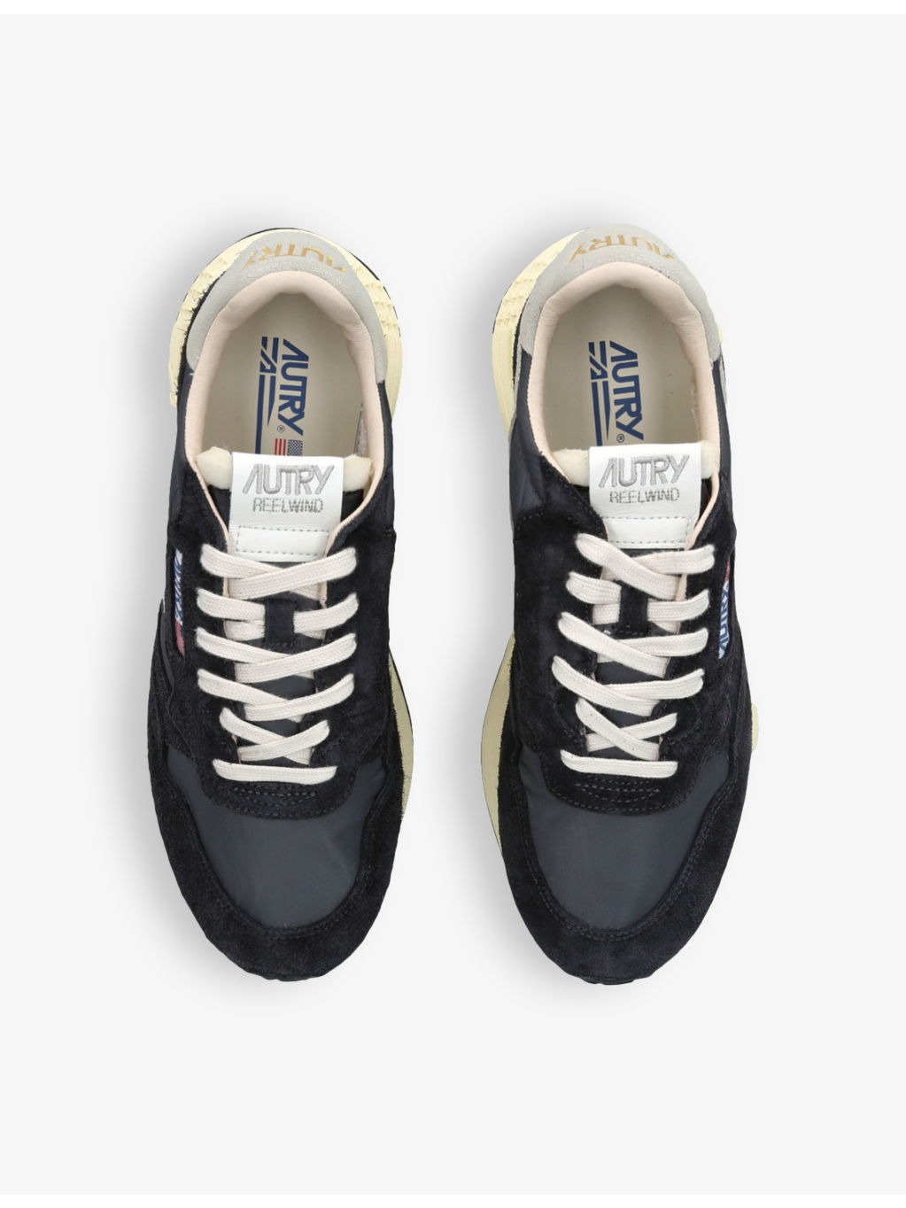 Reelwind brand-embroidered leather and nylon low-top trainers - 2