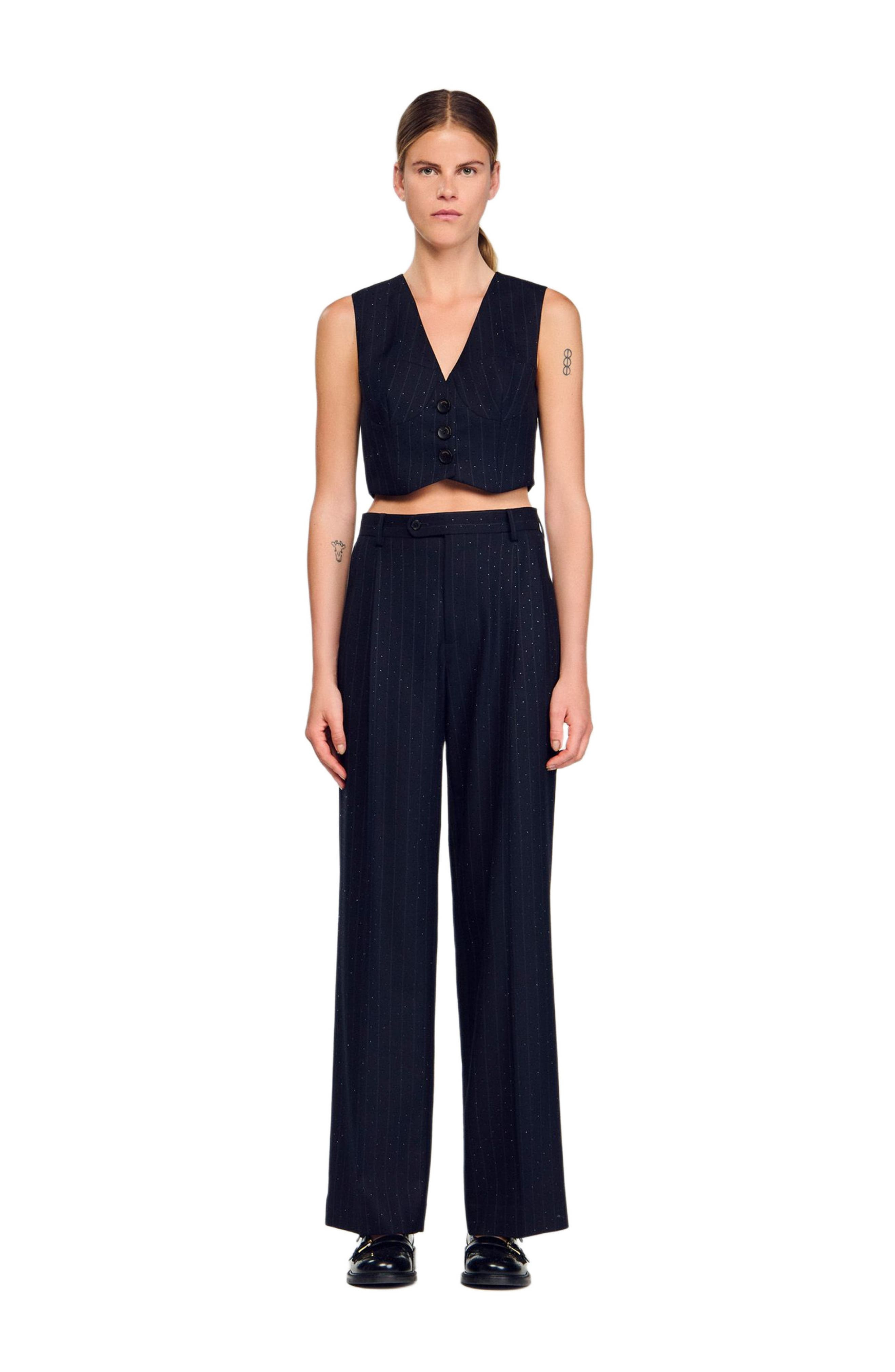 SANDRO Striped rhinestone jacket in Navy Blue at Nordstrom - 3