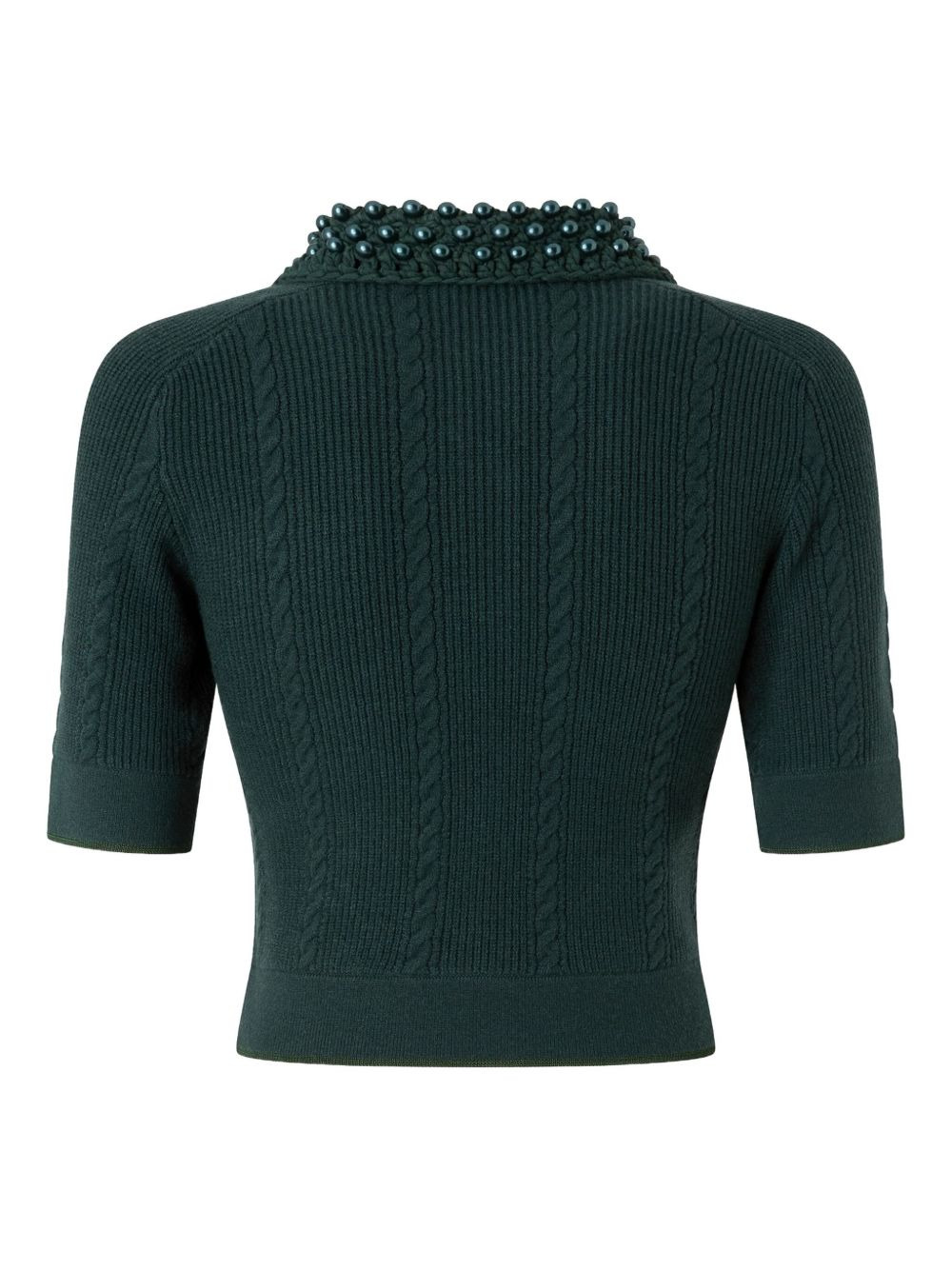 cable-knit beaded-collar polo top - 2