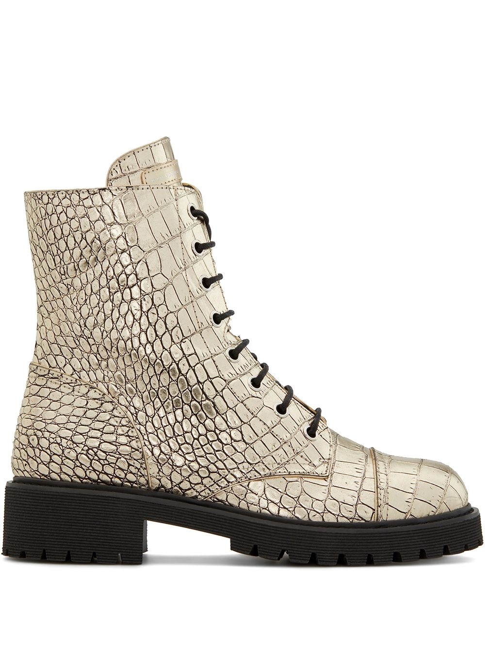 Thora crocodile-effect combat boots - 1