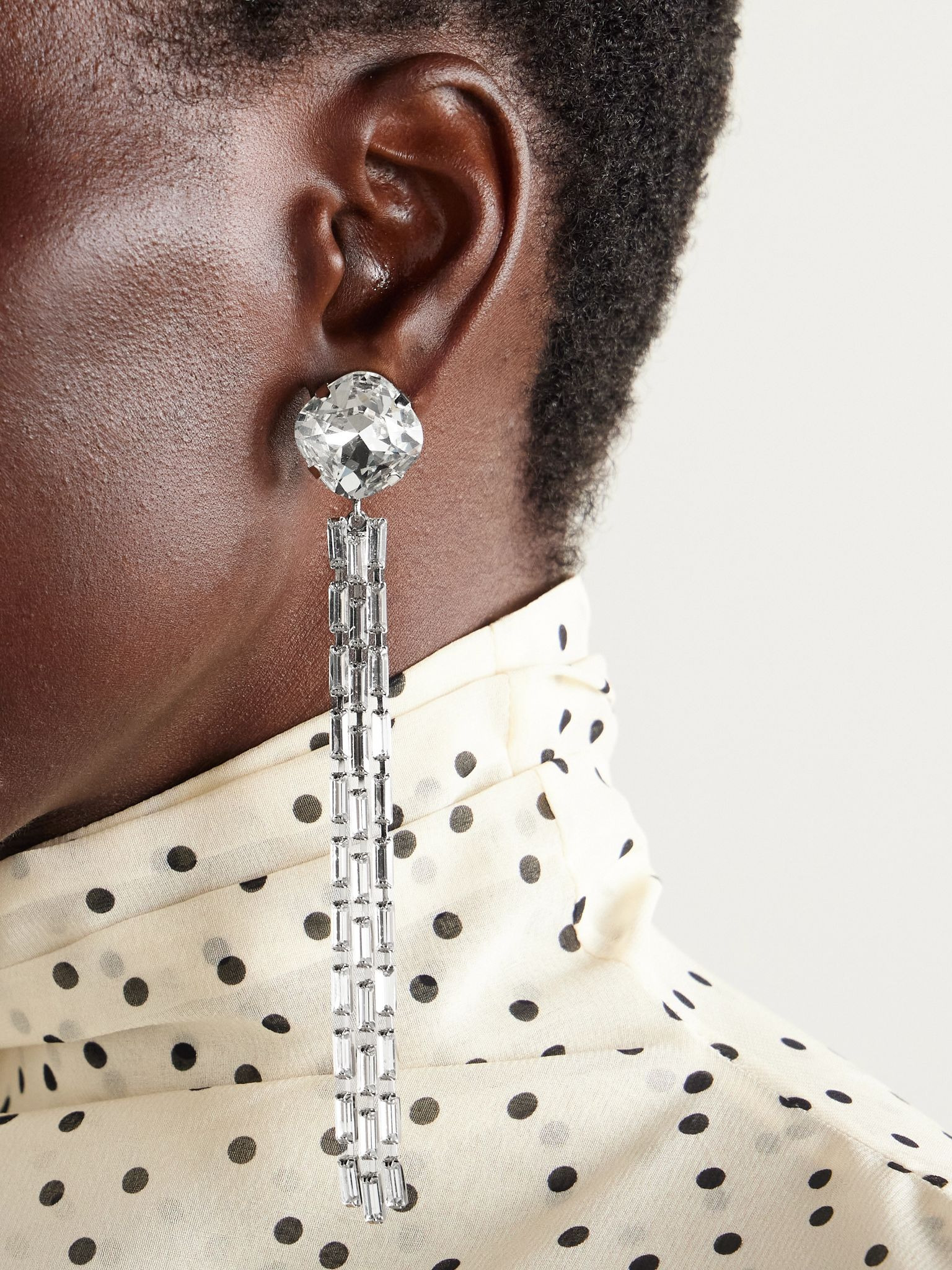 Silver-tone crystal clip earrings Silver - 2