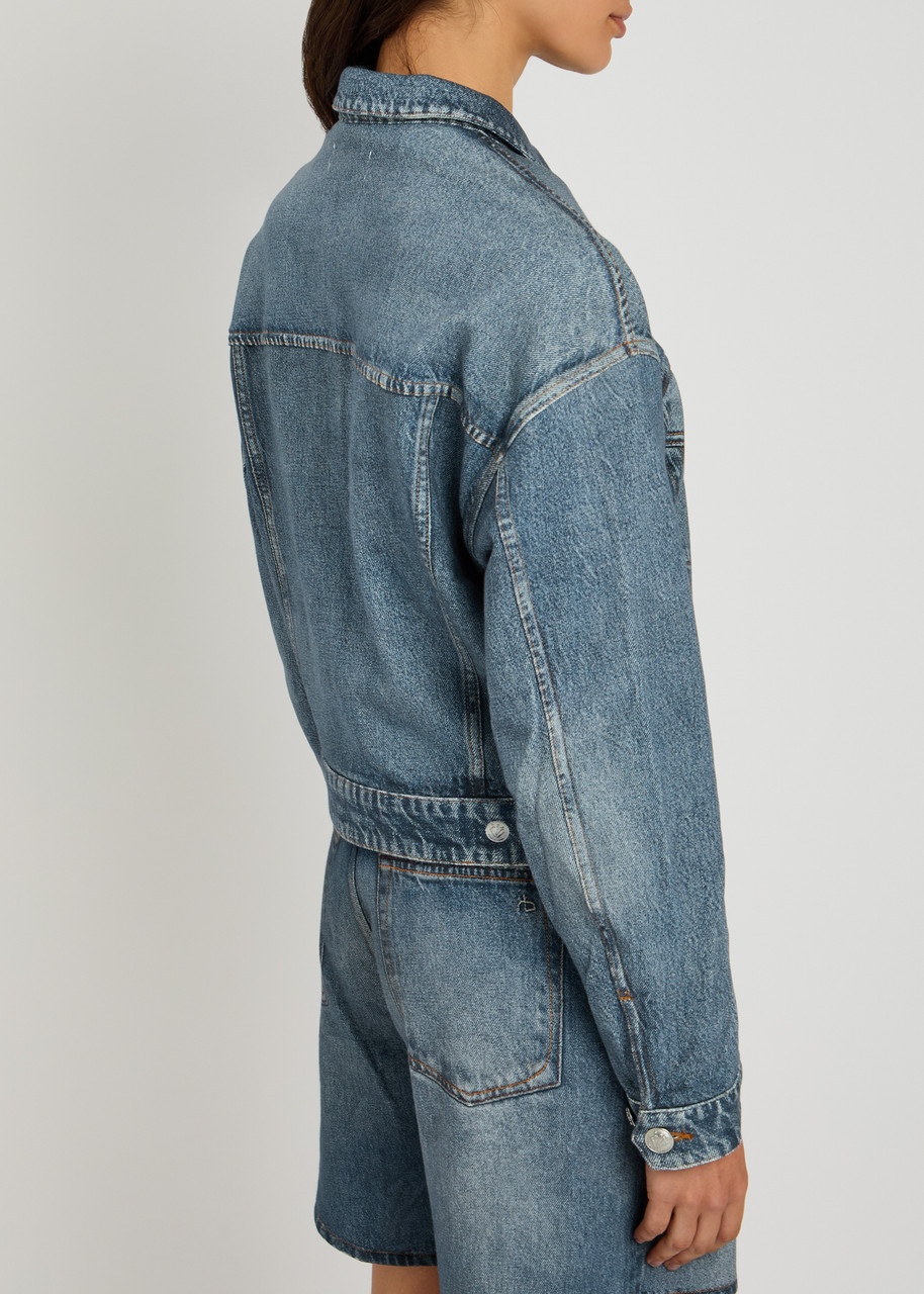 Rag & Bone Miramar Trucker Denim-print Terry Jacket - 3