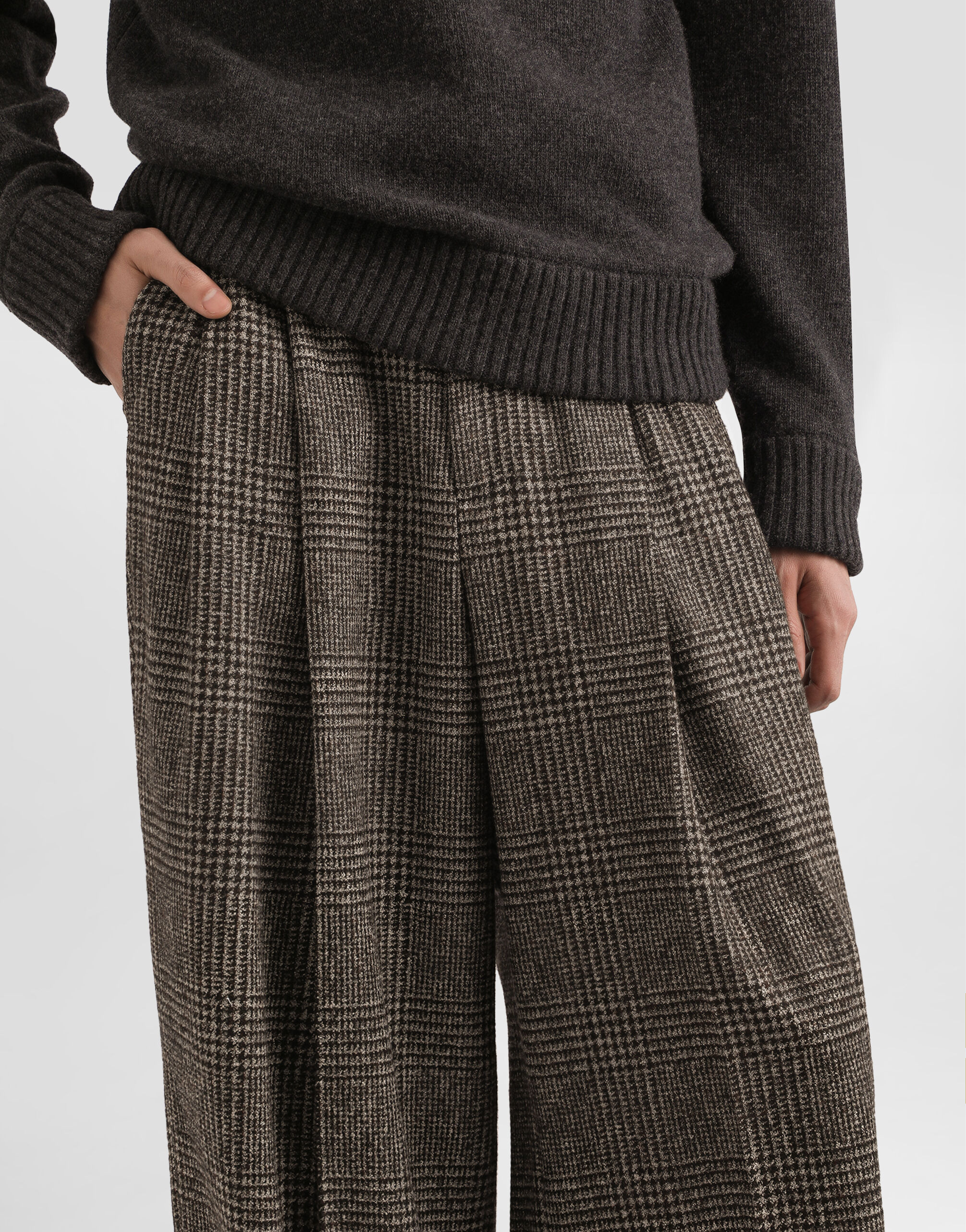 Alpaca blend glen plaid trousers - 4