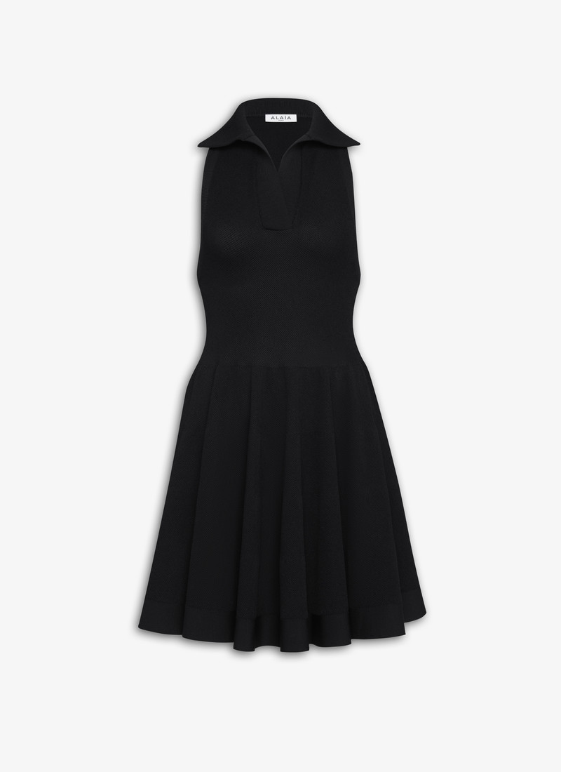 POLO SKATER DRESS IN PIQUE KNIT - 1