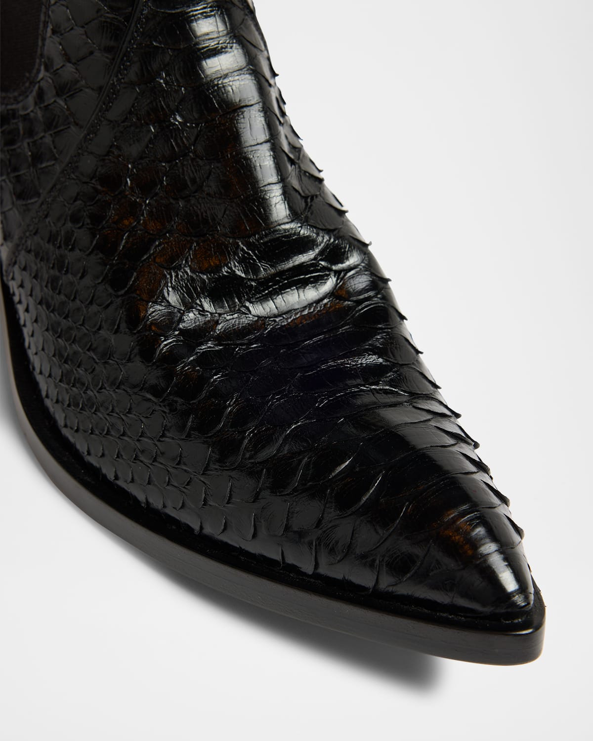 Shiny Python Stamped Leather Chelsea Boots - 6