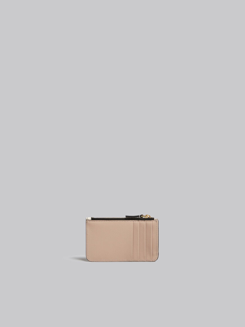 PINK WHITE AND BEIGE SAFFIANO LEATHER CARD CASE - 3