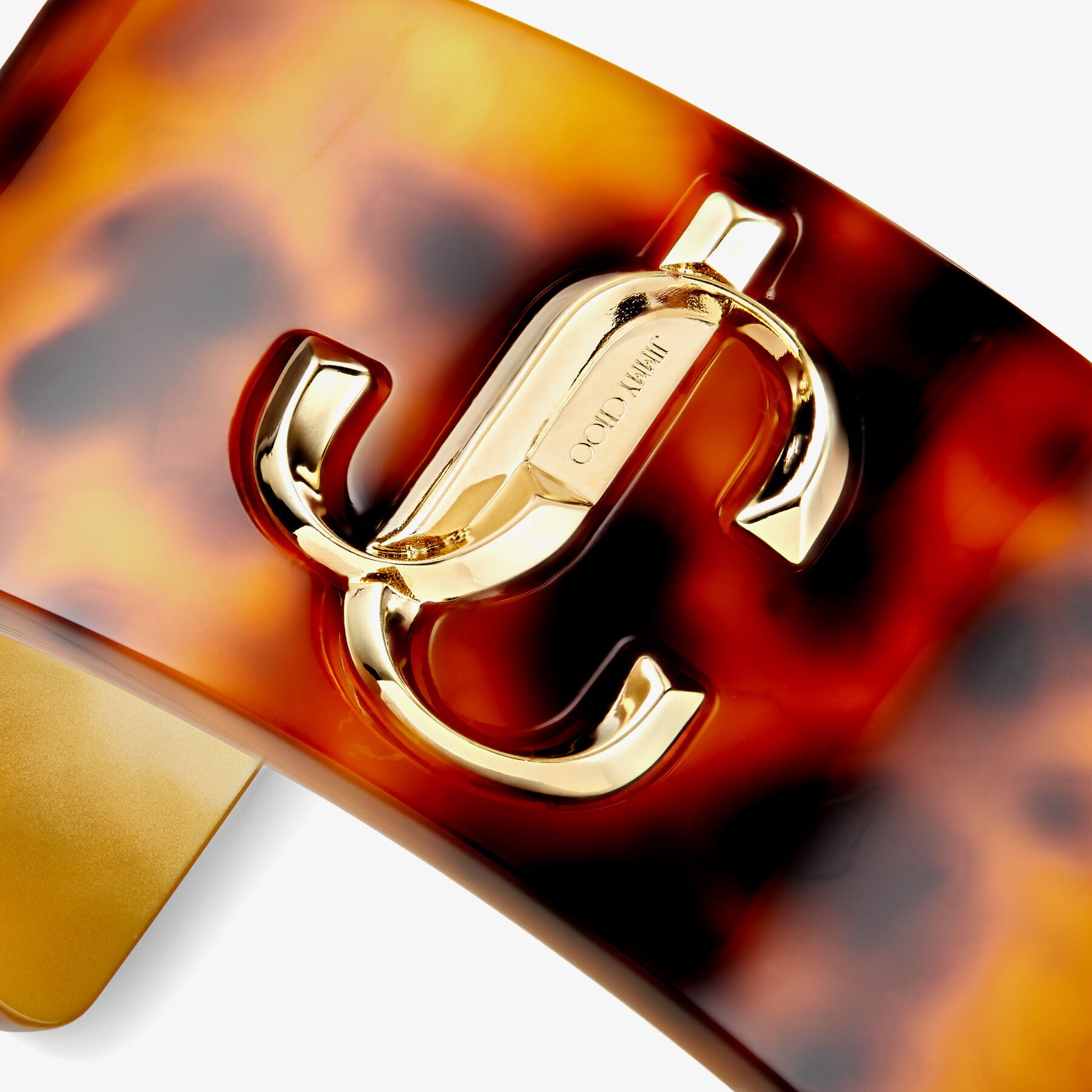 JC Cuff
Tortoiseshell Resin Cuff Bracelet with Gold-Finish Metal JC Emblem - 5