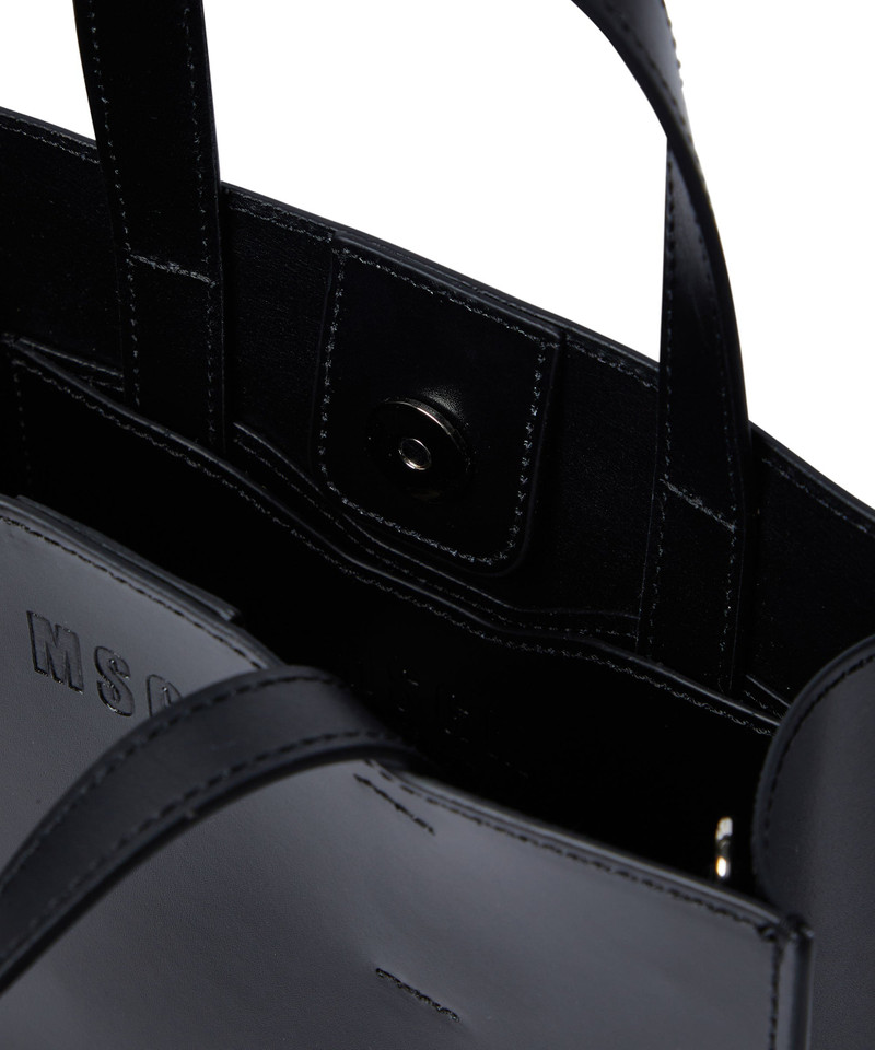 Faux leather mini tote bag with micro logo 4