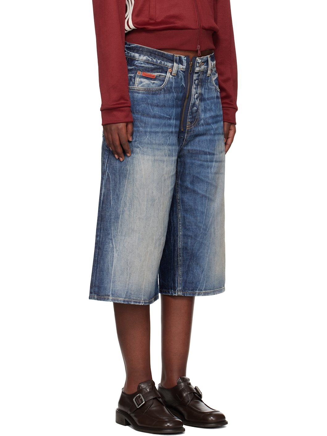 Blue Zip Denim Shorts - 2
