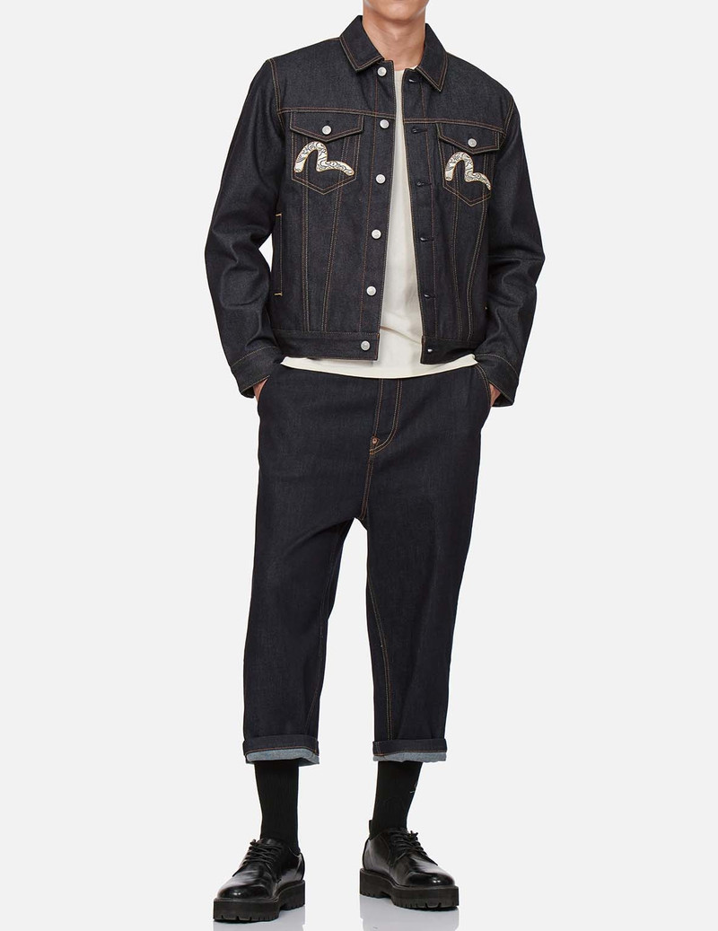 KAMON AND JAPANESE PATTERN EMBROIDERED DENIM JACKET 6