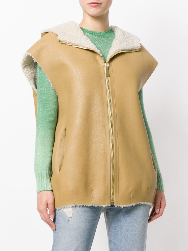 zipped shearling gilet 3